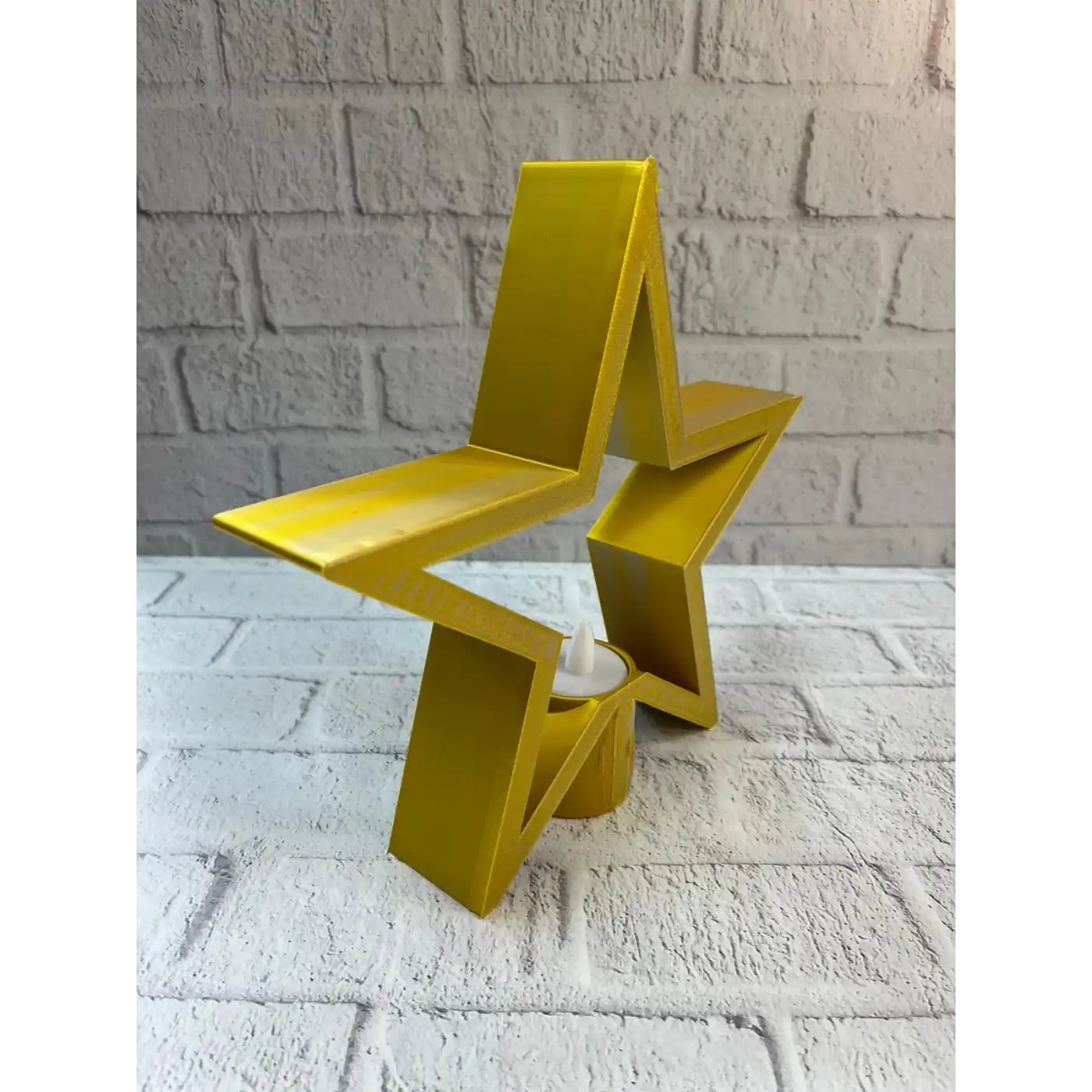 Sarı Yıldız Mumluk Modern Salon ve Raf Dekoru