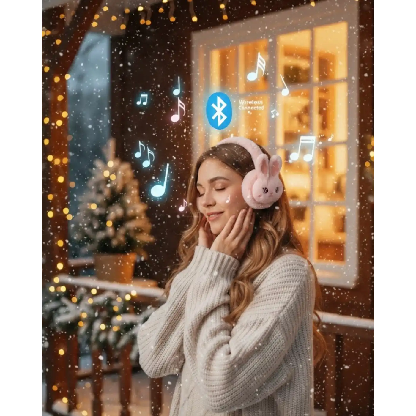 Şarjlı Kablosuz Tavşan Tasarımlı Bluetooth Kulaklık TF Kart Girişli