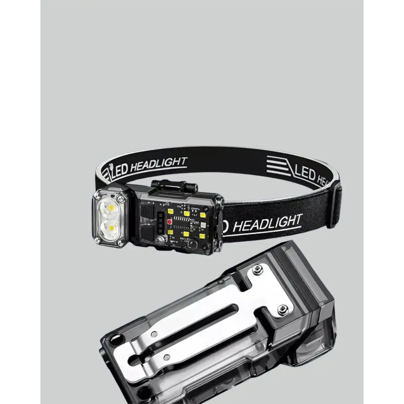 Şarjlı LED Kafa Lambası Manyetik Klipsli El Sensörlü Çok Fonksiyonlu