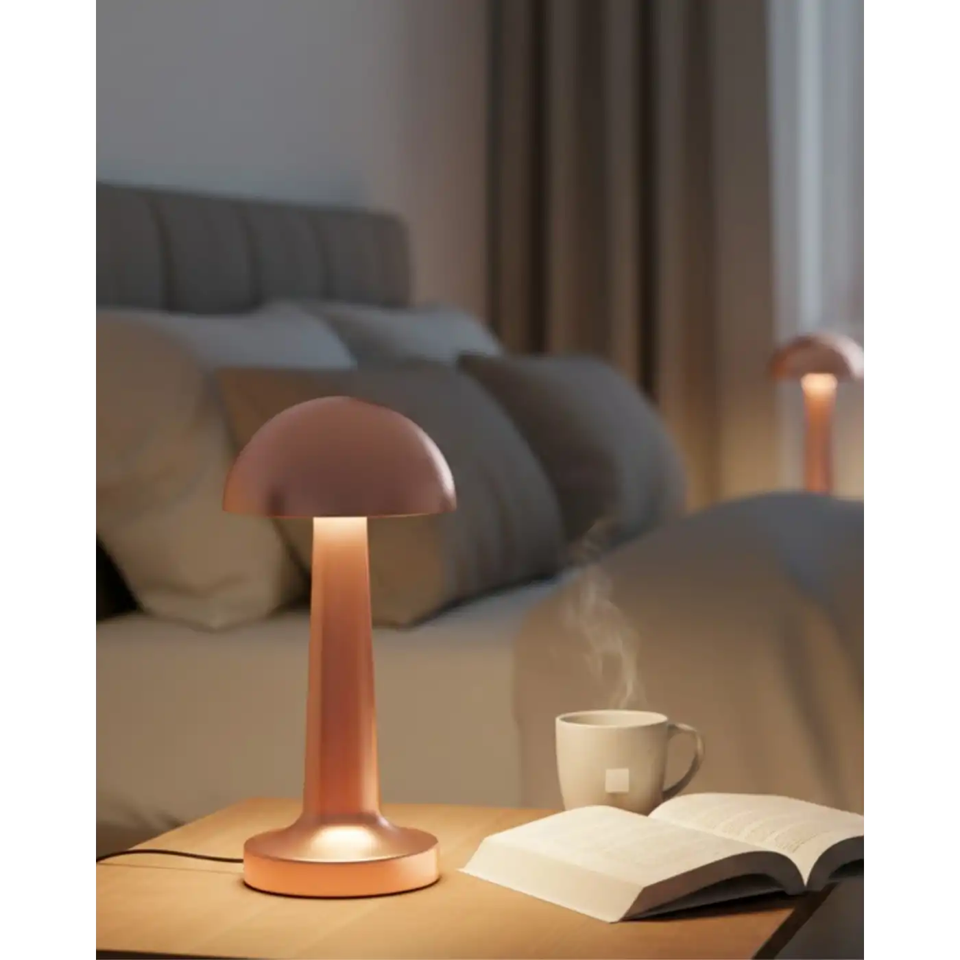 Şarjlı Mantar Masa Lambası 3 Seviyeli Dokunmatik LED USB Şarj Özellikli