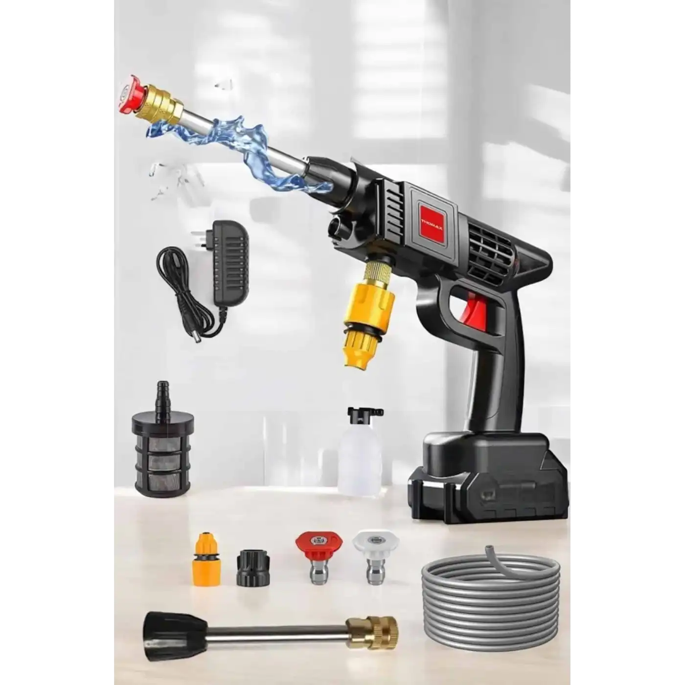 Şarjlı Oto Yıkama Tabancası Su Basınçlı Hazneli Bataryalı