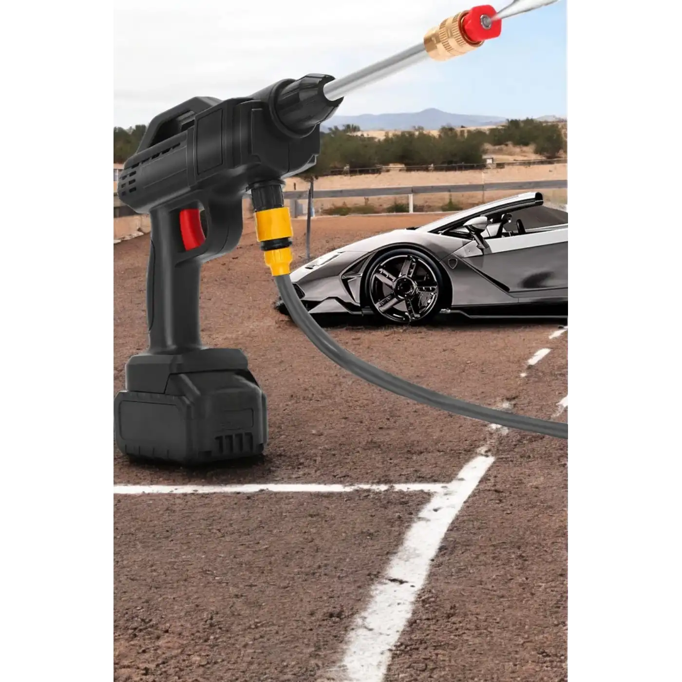 Şarjlı Oto Yıkama Tabancası Su Basınçlı Hazneli Bataryalı
