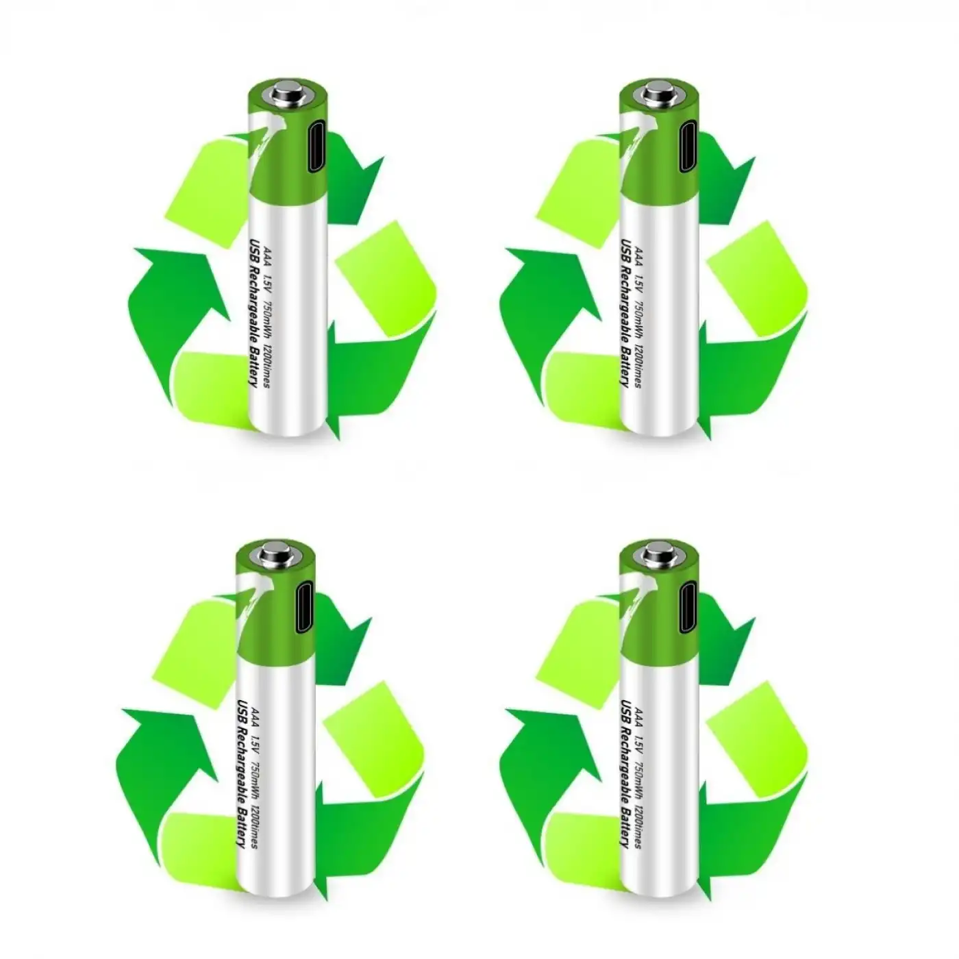 Type-C ile Şarjolabilen 4 lü AAA 1.5V Lityum İnce Şarjlı Kalem Pil 750 mAH Uzun Ömürlü