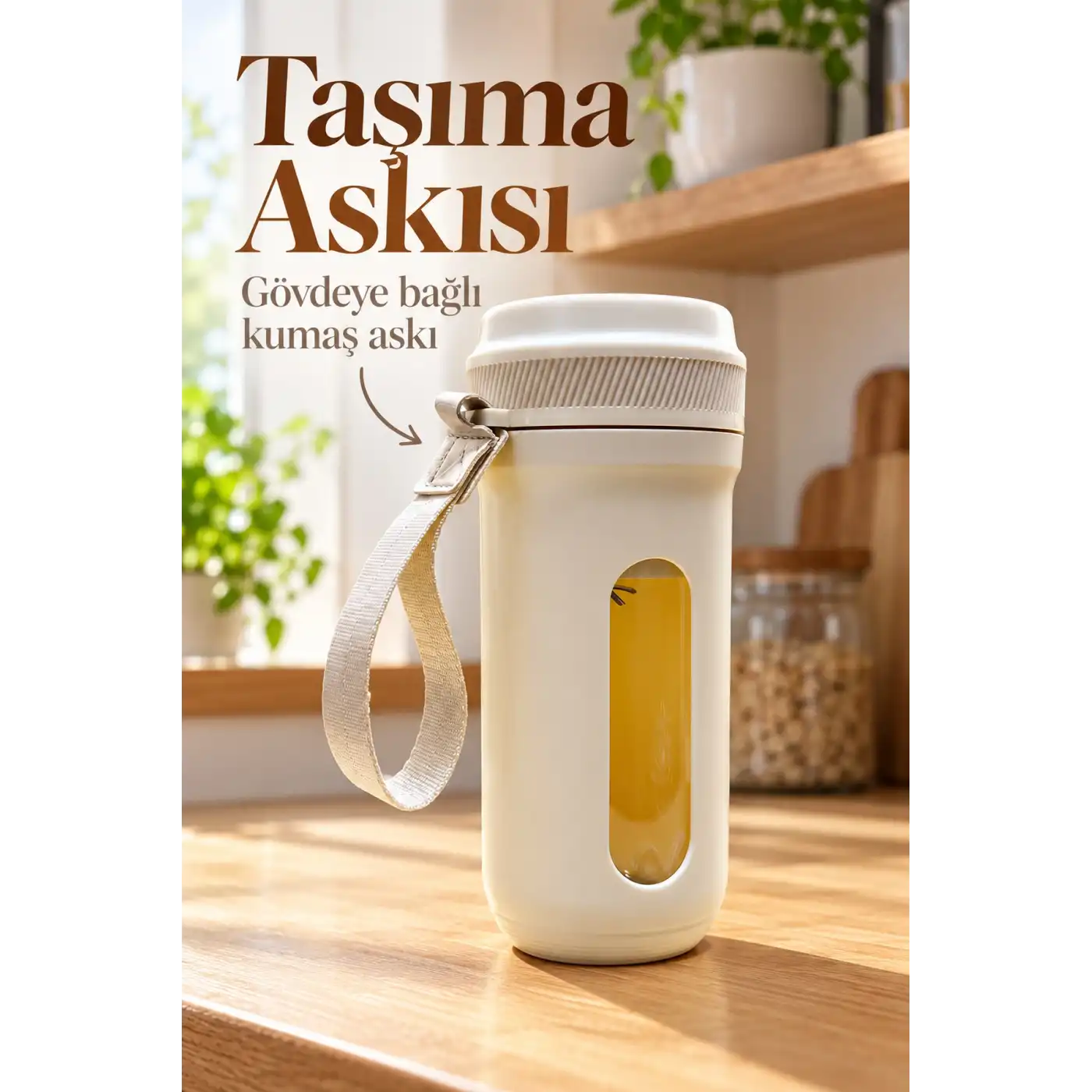 Şeffaf Pencereli Meyve Blenderı Şarjlı ve Taşıma Askılı