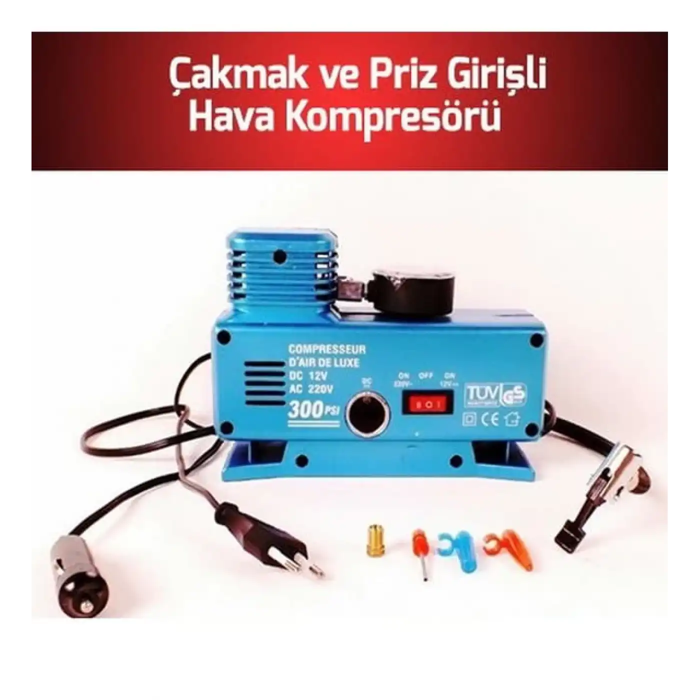 220 Volt-12 Volt 250 Psi Geniş Uygulama Yelpazesi Kompresör Lastik Hava Şişirme Oto Pompası