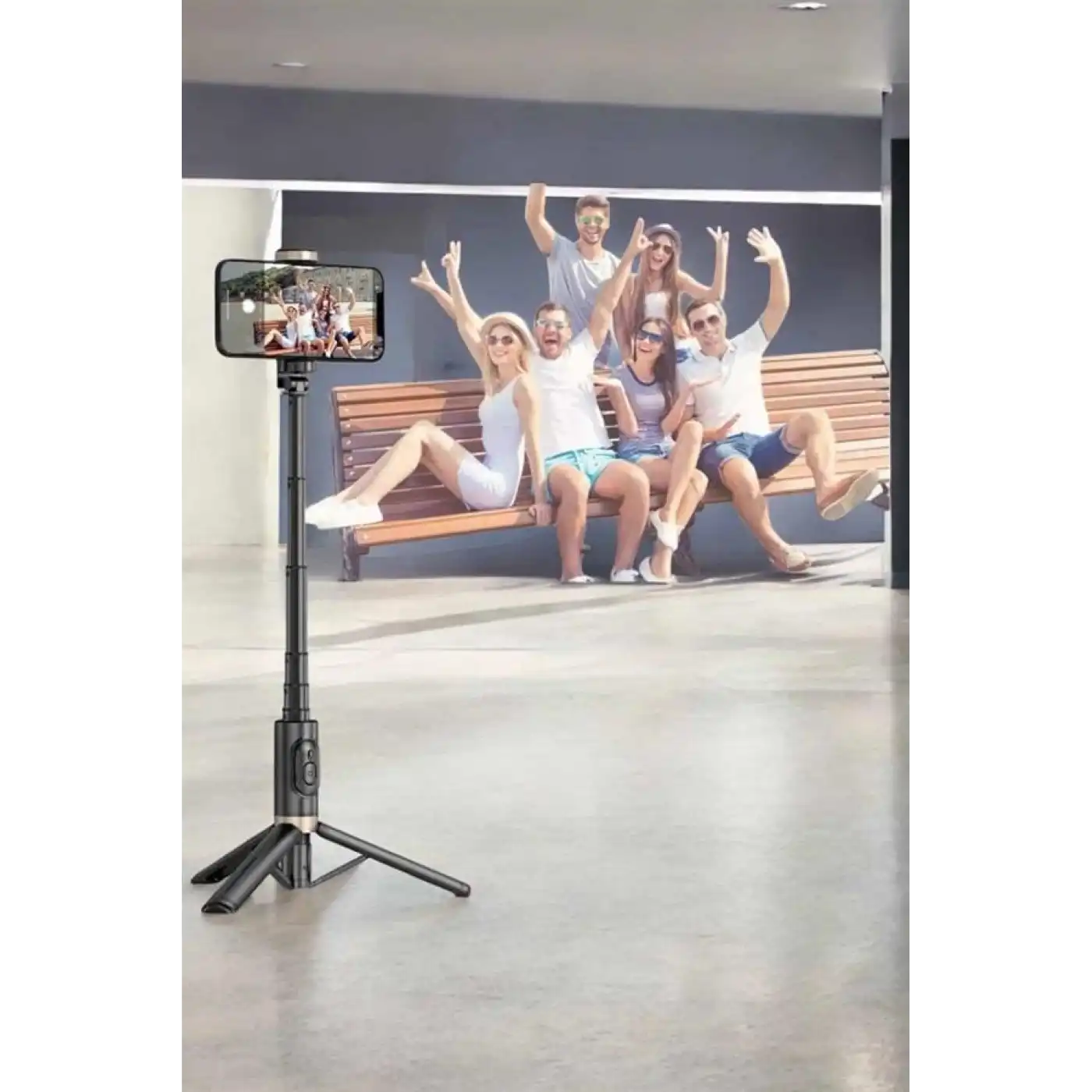 Selfie Çubuğu Tripod Kumandalı Telefon Tutucu Siyah