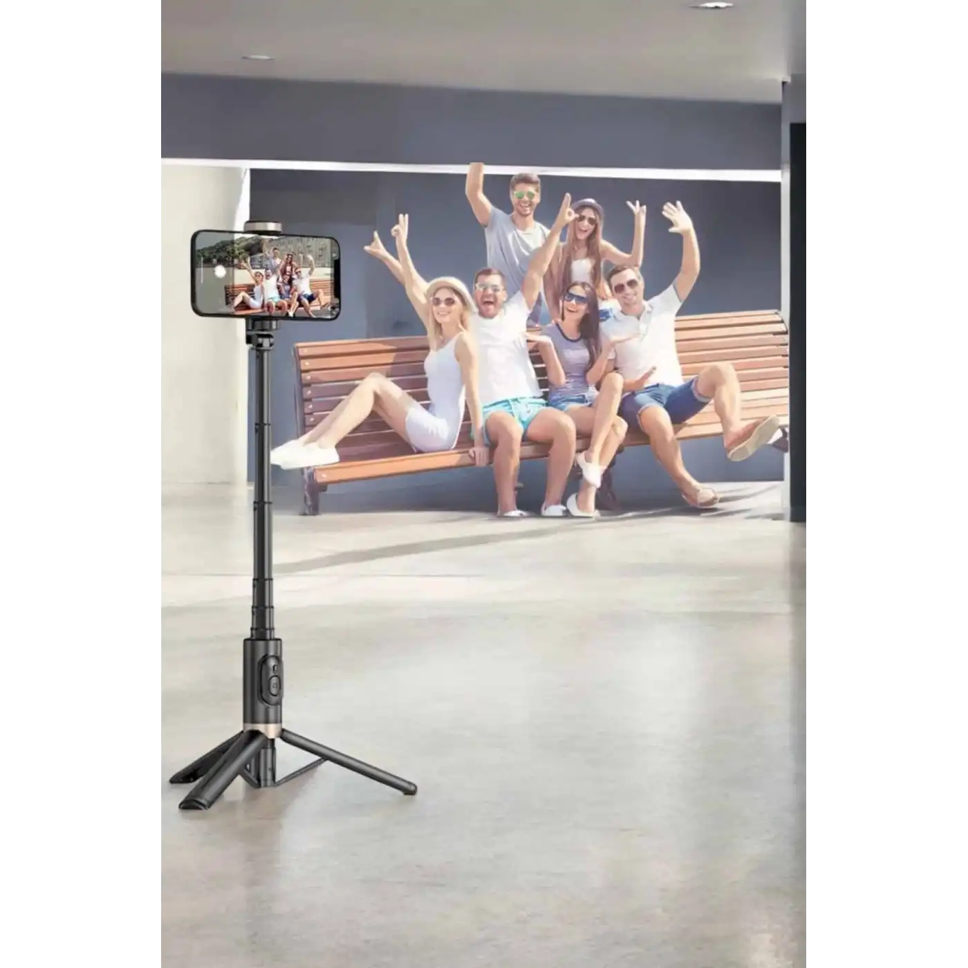 Selfie Çubuğu Tripod Kumandalı Telefon Tutucu Siyah