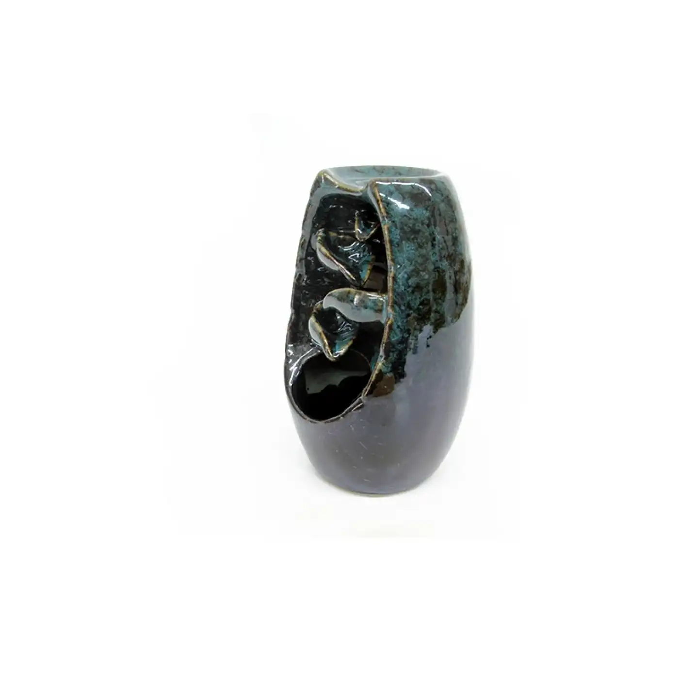 Seramik Dekoratif Yaprak Desen Geri Akışlı Tütsülük