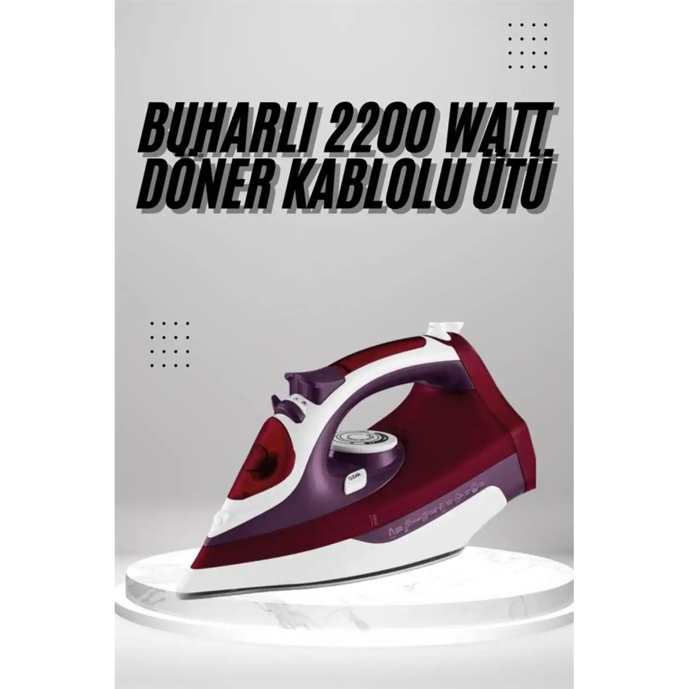 Seramik Tabanlı Kırmızı 2200 Watt Şok Buharlı Ütü Yeni Nesil
