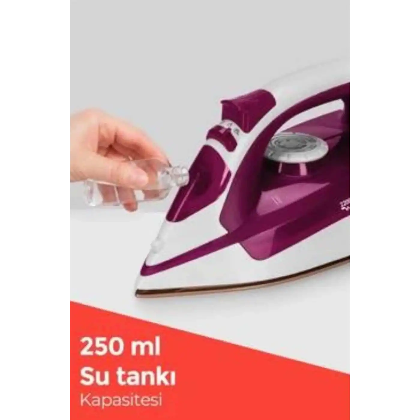 Seramik Tabanlı Kırmızı 2200 Watt Şok Buharlı Ütü Yeni Nesil