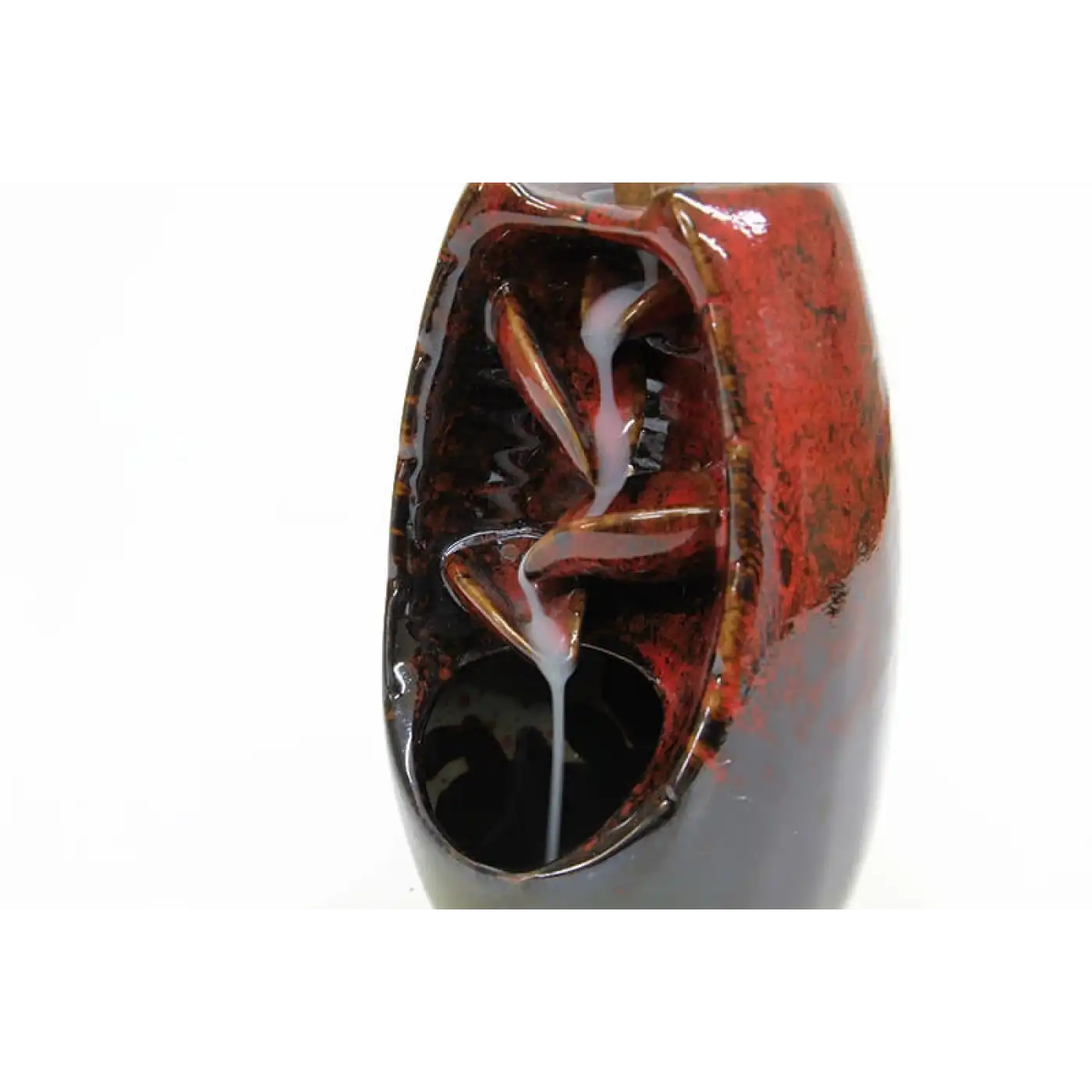 Seramik Yaprak Desen Geri Akışlı Tütsülük Kırmızı