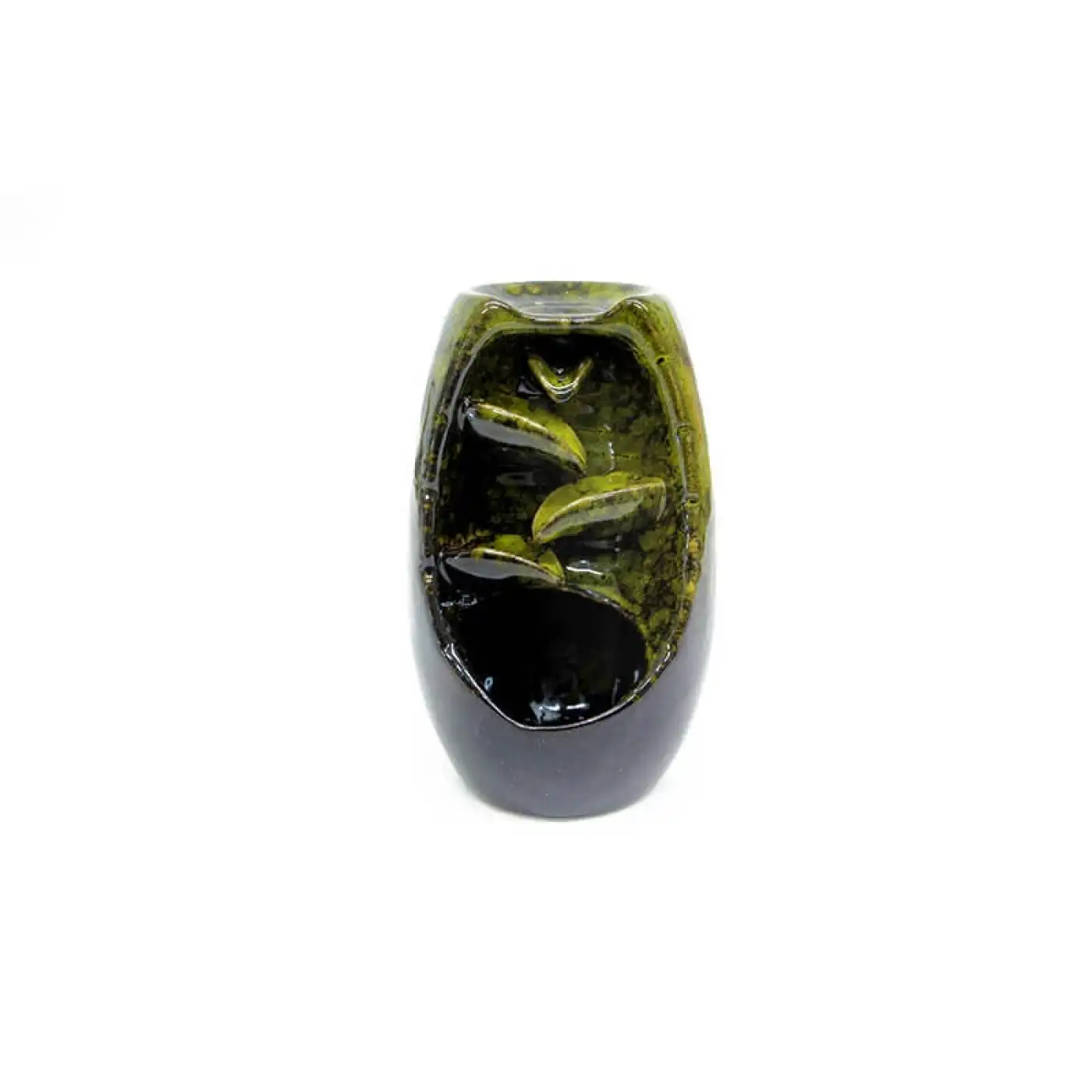 Seramik Yaprak Desen Geri Akışlı Tütsülük K.yeşil