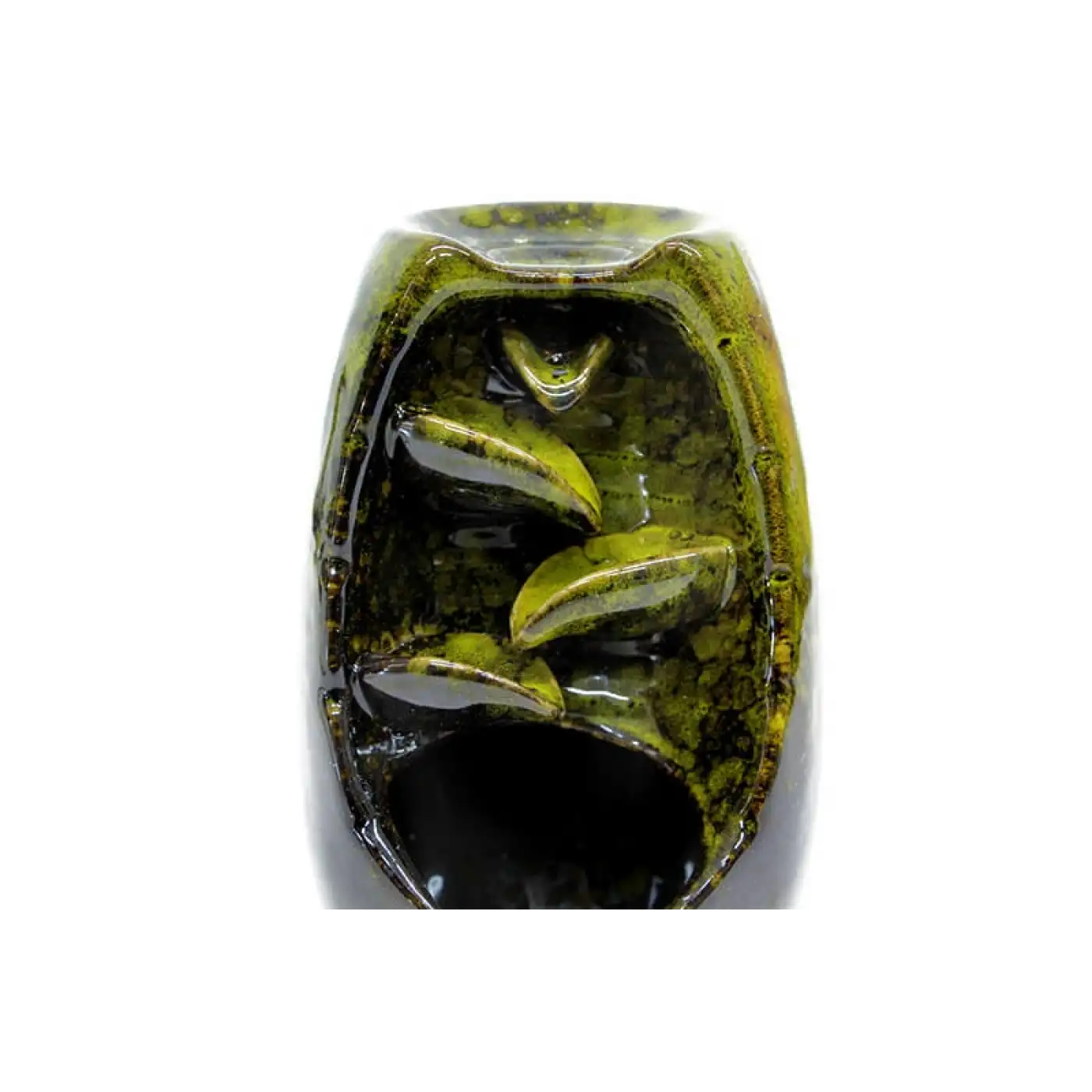 Seramik Yaprak Desen Geri Akışlı Tütsülük K.yeşil