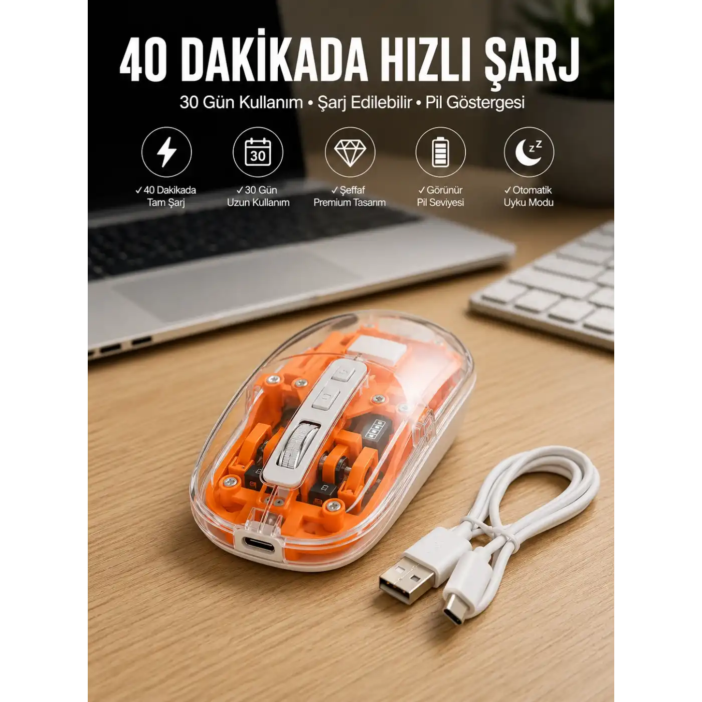 Sessiz Kablosuz USB Girişli Mouse Fare Yüksek Performanslı Yeni Nesil