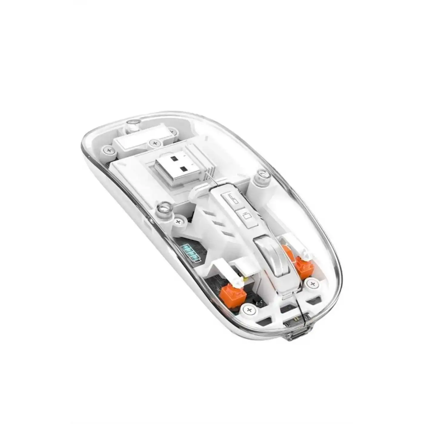 Sessiz Tıklama Çift Modlu Bluetooth Ve Alıcı Şeffaf Mouse Fare