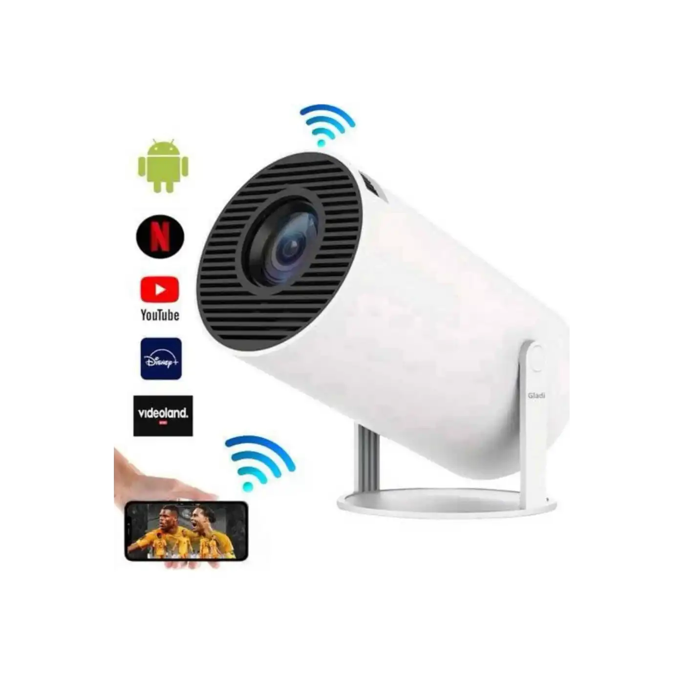 Sinema Projektörü Android HDMI USB WİFİ Ses Çıkışlı Ayaklı Projeksiyon Taşınabilir