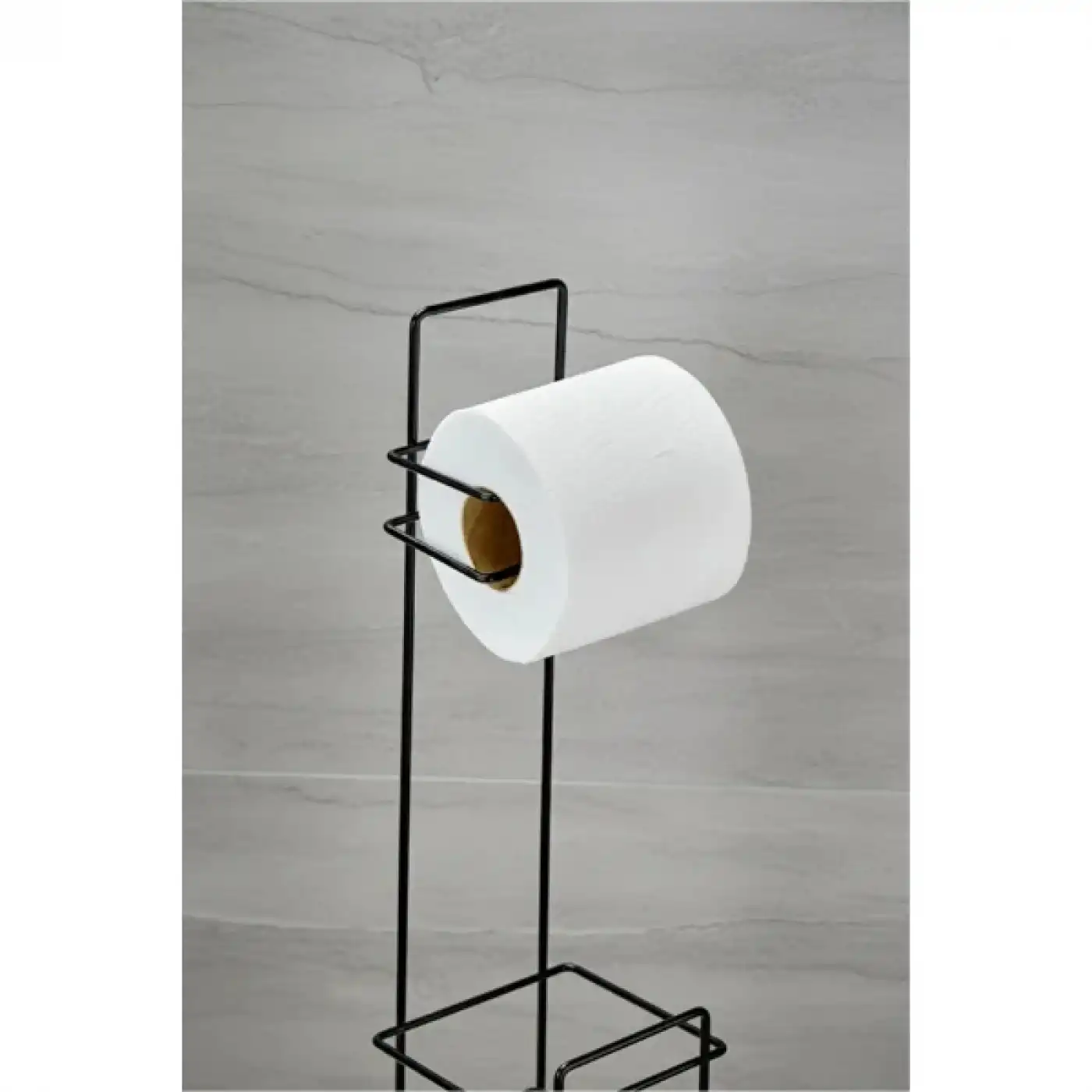 Siyah Standlı Yedek Hazneli Tuvalet Kağıtlığı