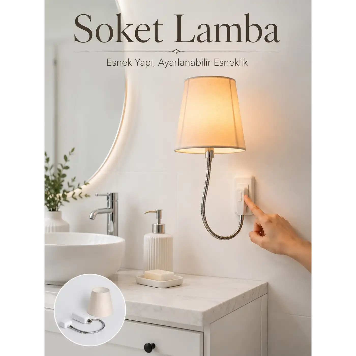 Soket Tipi Ayarlanabilir Başlıklı Dekoratif Gece Lambası