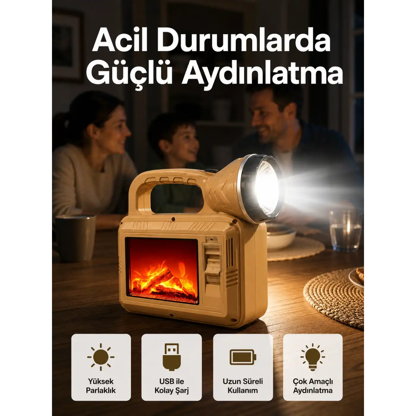 Solar Alev Lambası – Kamp, Bahçe ve Dış Mekan İçin