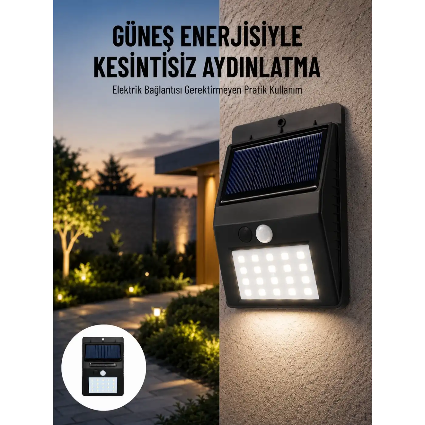 Solar Dekoratif Lambası Sensörlü Led Işık Bahçe Aydınlatma Yeni Nesil