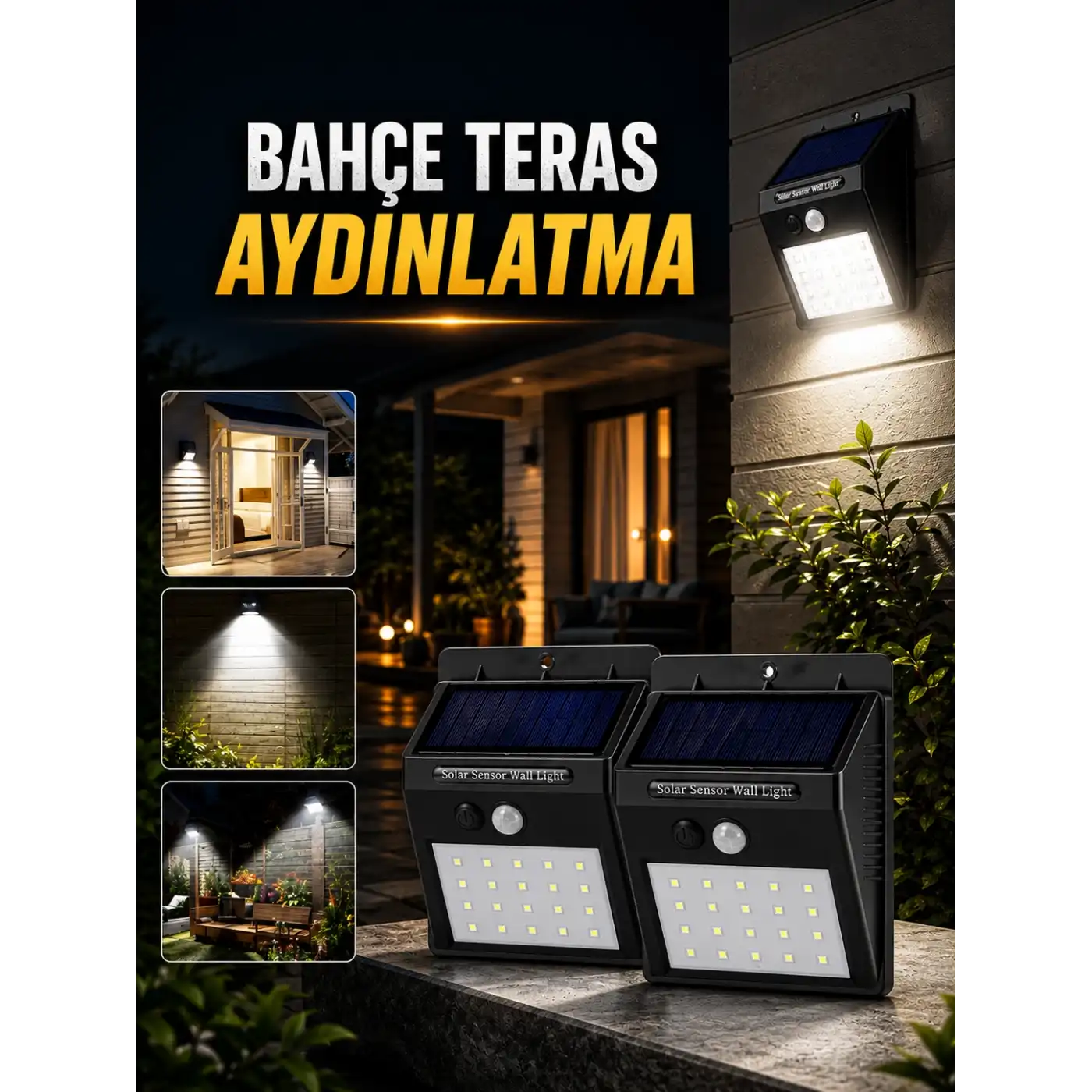 Solar Lamba Giriş, Bahçe Yol Avlu Hareket Sensörlü Led