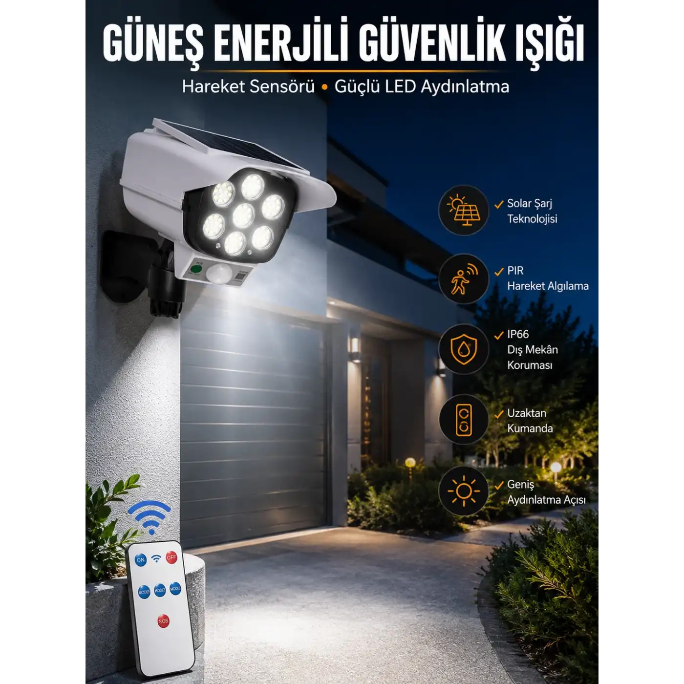 Solar Lamba Kamera Görünümlü Duvar Lambası Dönebilen Bahçe Aydınlatması