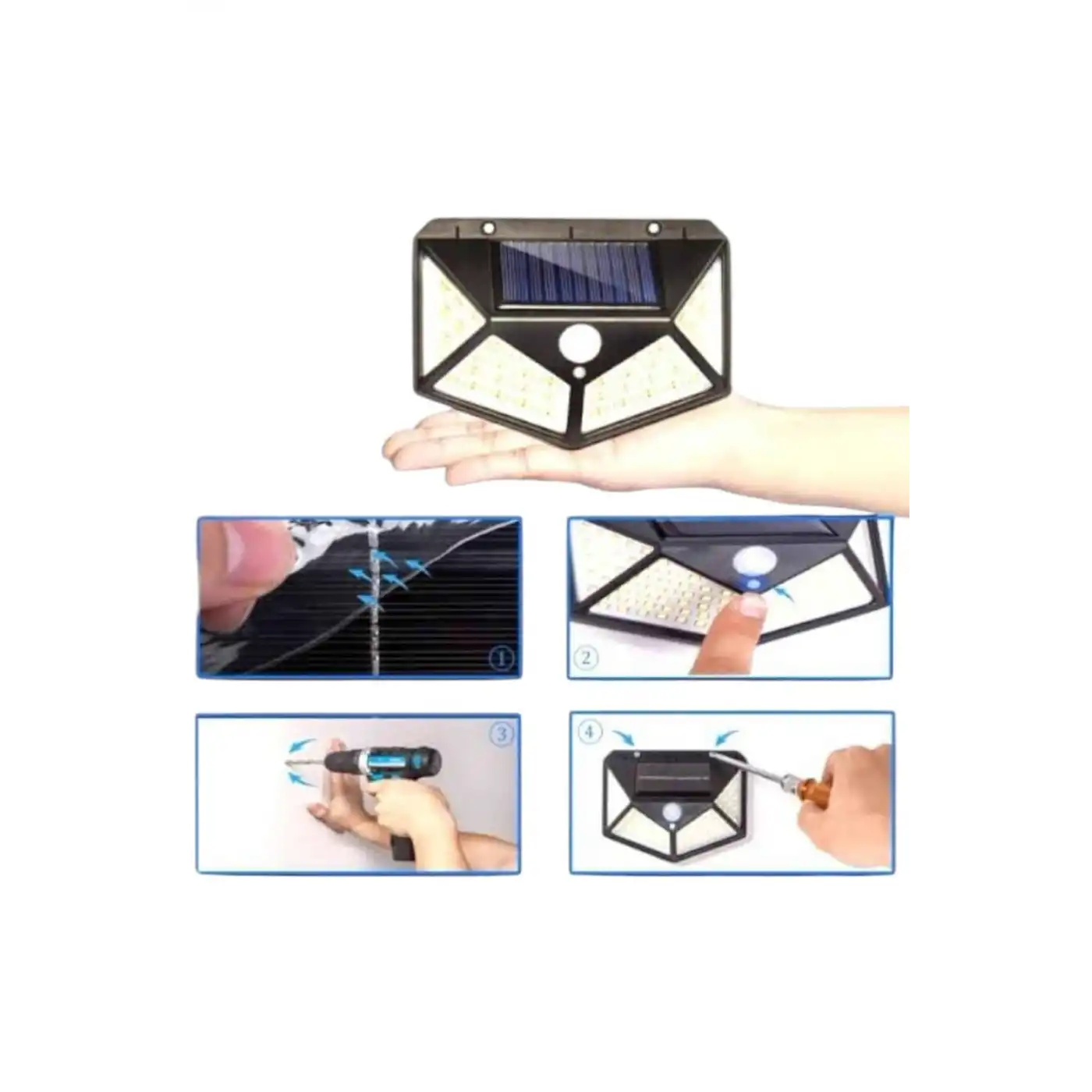 Solar Sensörlü Duvar Lambası Bahçe Lambaso Parlak Beyaz Işık Suya Dayanıklı