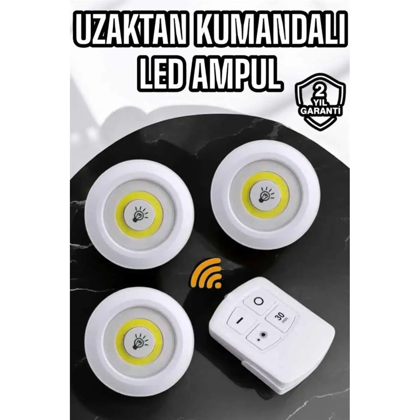 Spot Lamba Led Işık 3lü Uzaktan Kumandalı Pilli Yapışkanlı Kablosuz Yeni Nesil