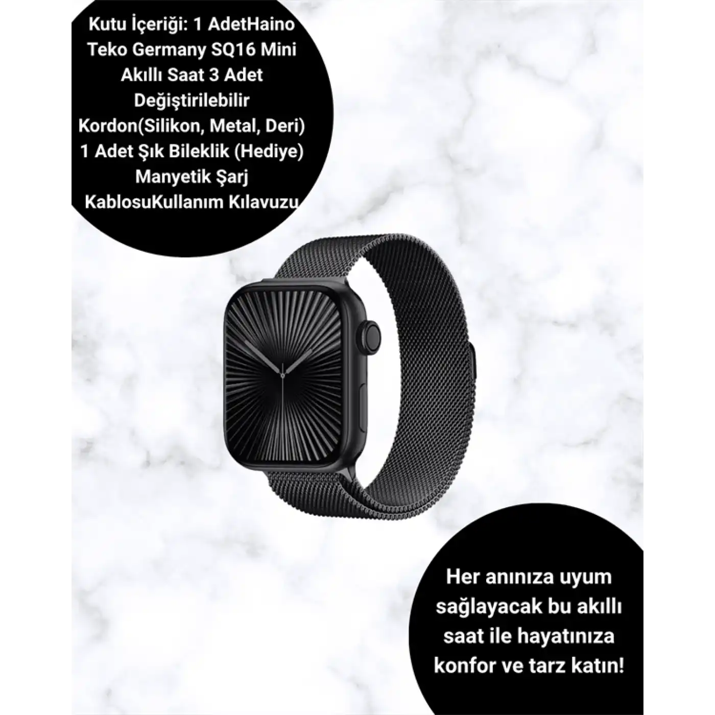 SQ-16 Mini Series 10 Akıllı Saat – 3 Kordon + Hediye Bileklik