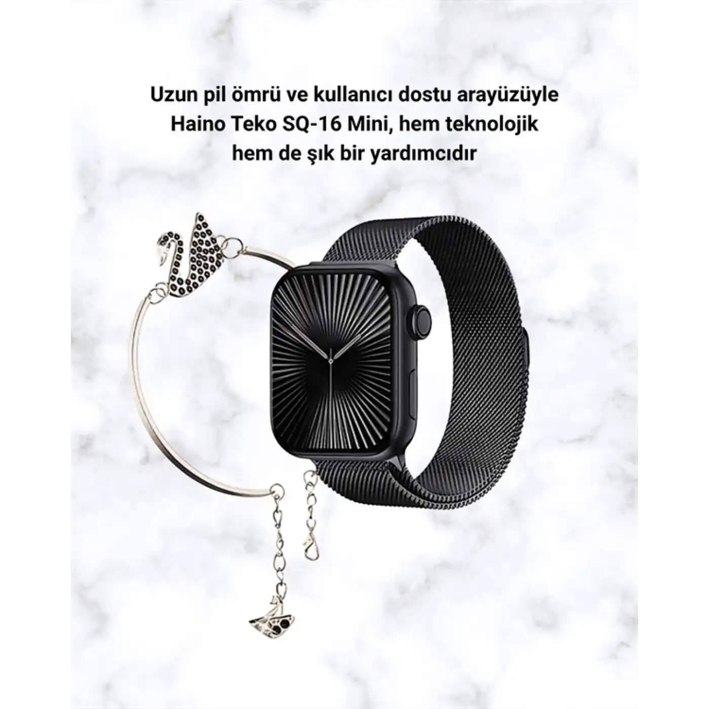 SQ-16 Mini Series 10 Akıllı Saat | Şık ve Hafif Tasarım, 3 Kordon Seçeneği