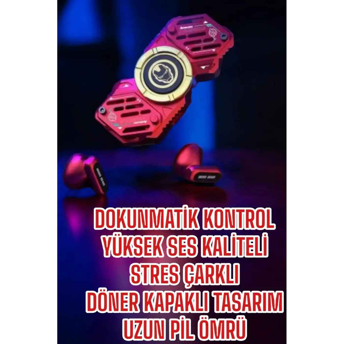 Stres Çarklı Bluetooth Kulaklık Kablosuz Kırmızı Yüksek Ses Kaliteli