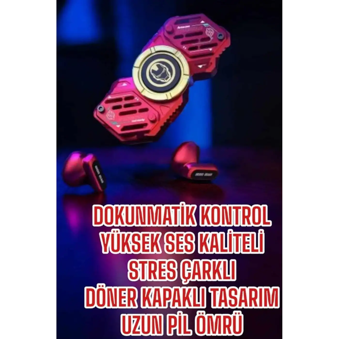 Stres Çarklı Bluetooth Kulaklık Kablosuz Kırmızı Yüksek Ses Kaliteli