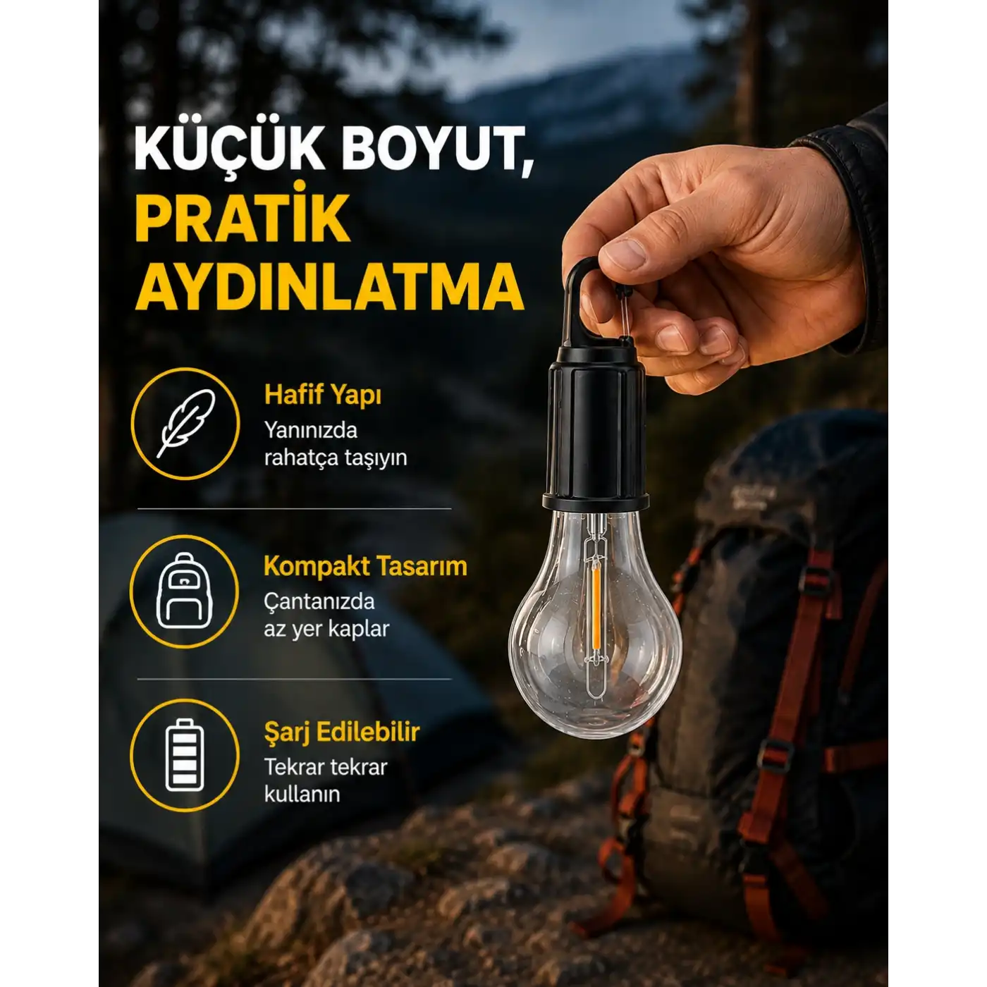 Su Geçirmez Dış Mekan LED Çadır Işığı