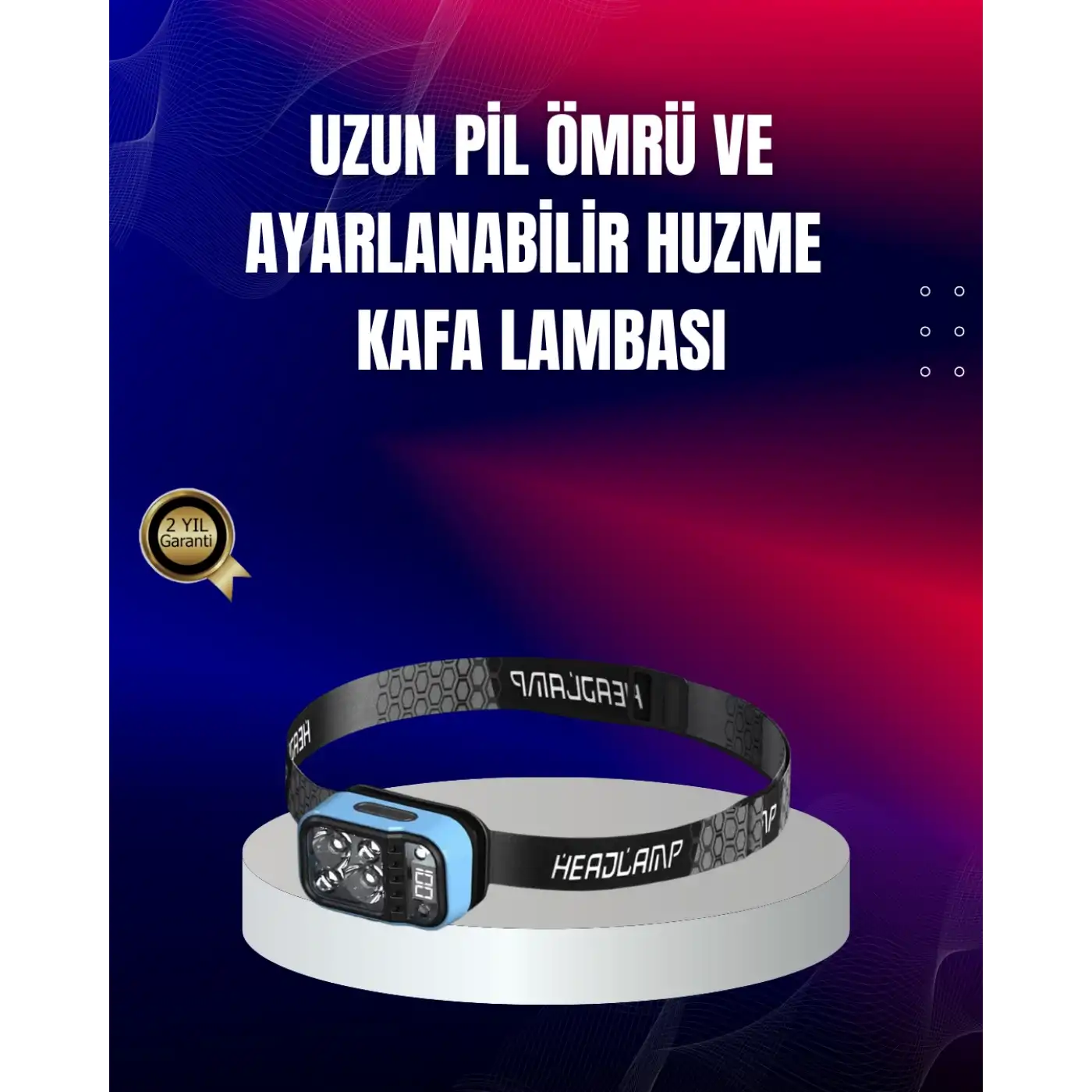 Süper Parlak LED Kafa Feneri 3 Renk 53 Mod Type C Şarjlı