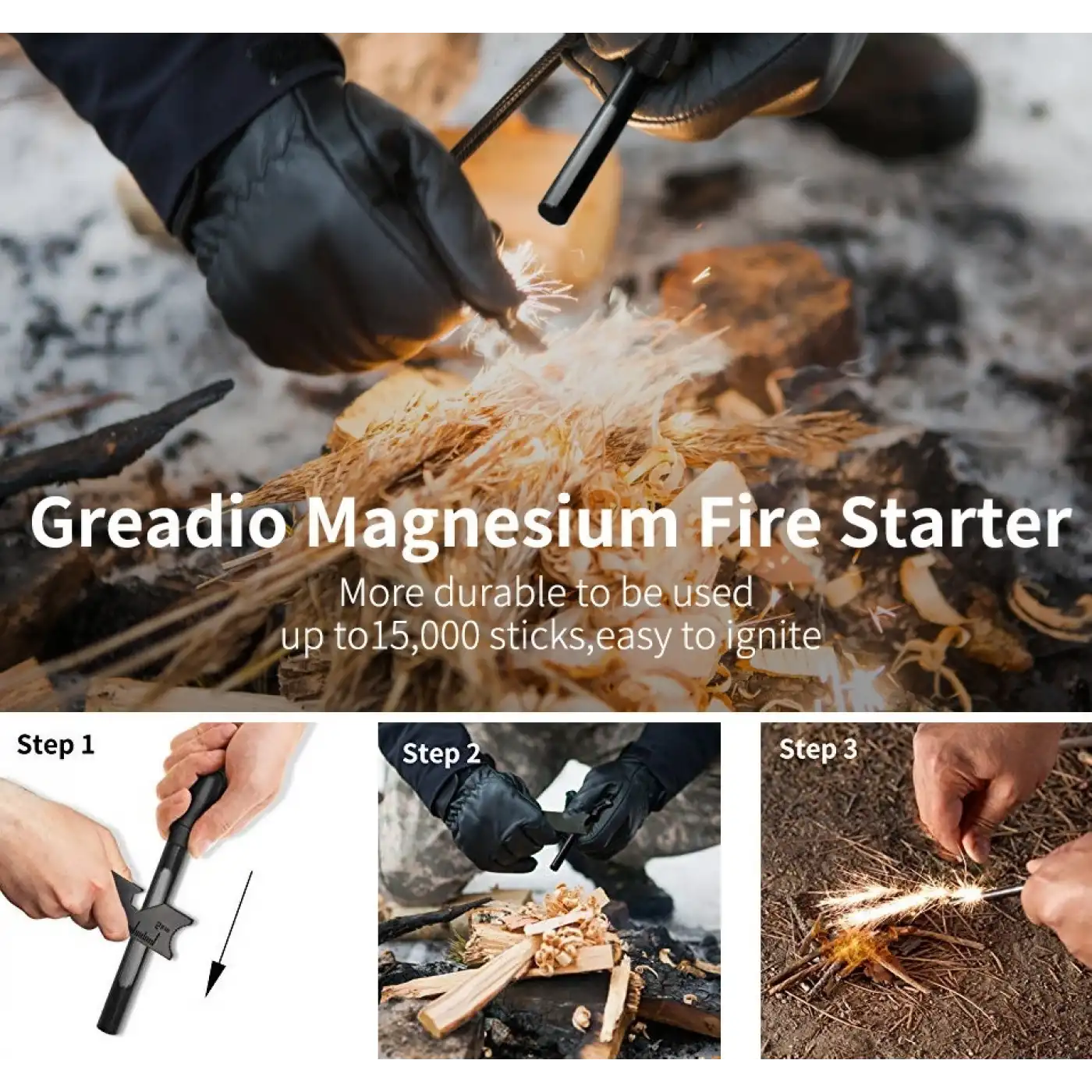 Survive Magnezyum Çubuğu Ateş Başlatıcı Çakmak Taşı