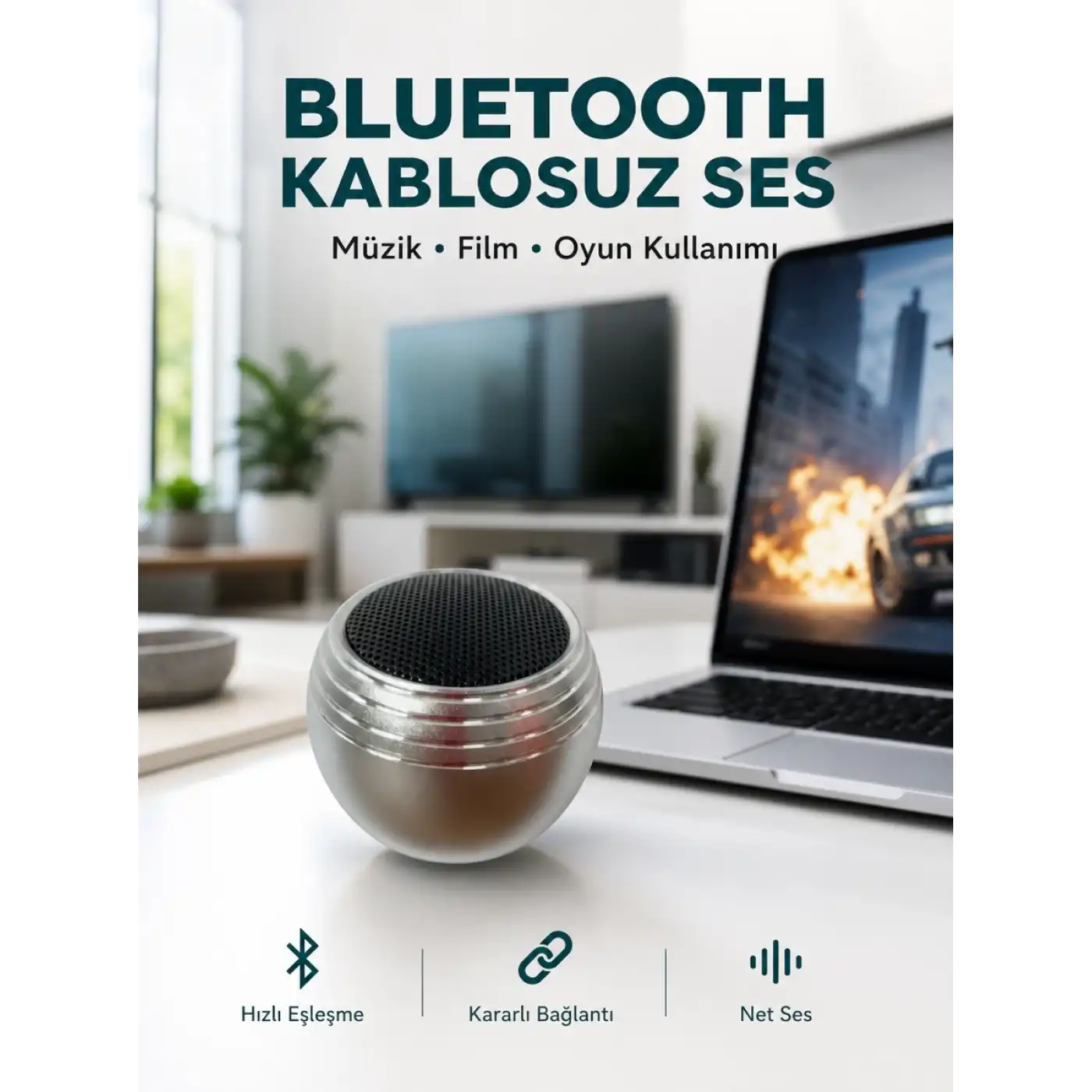 Taşınabilir Bluetooth Hoparlör Yüksek Ses Kaliteli Mini Tasarım Yeni Nesil