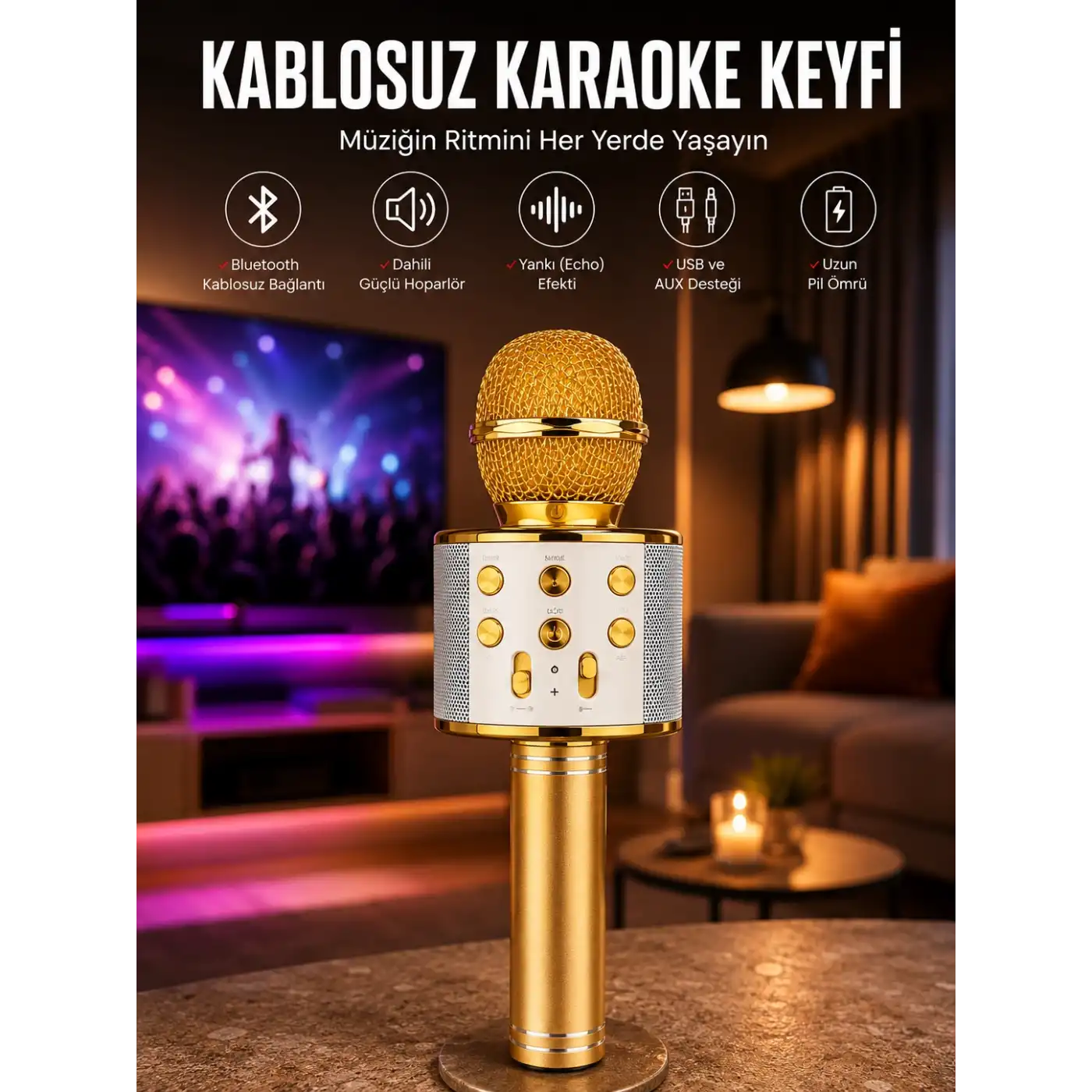 Taşınabilir Bluetooth Karaoke Mikrofon: Hafıza Kart Girişli, Etkileyici Performans