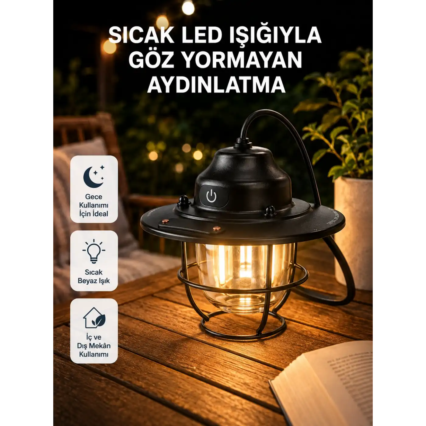 Taşınabilir Retro Çam Konisi Kamp Lambası Gece Işığı Su Geçirmez
