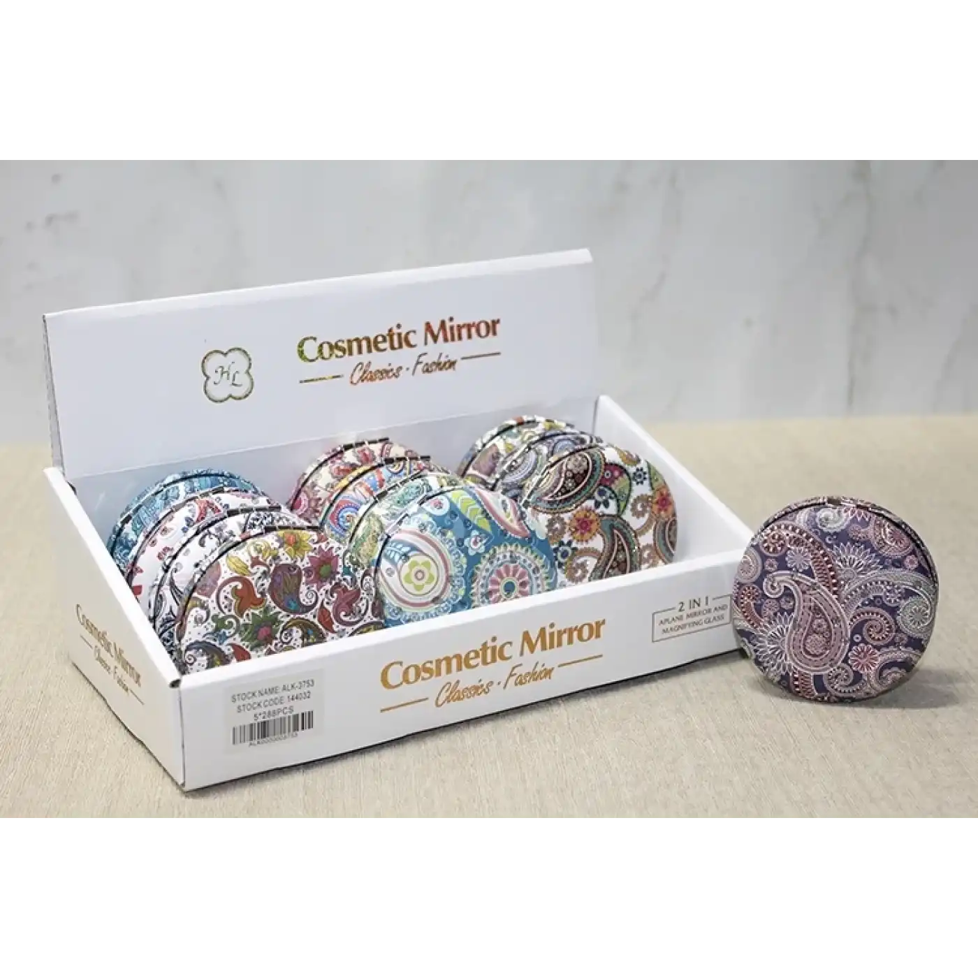 Taşlı Yuvarlak El Aynası Kalın Alk3753