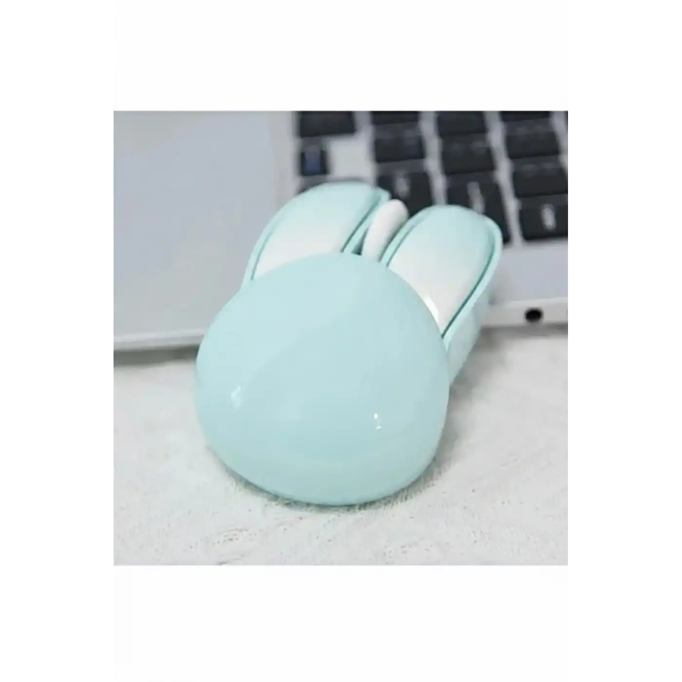 Tavşan Figürlü Kablosuz Mouse Pil Dahil Etiket Hediyeli Mavi