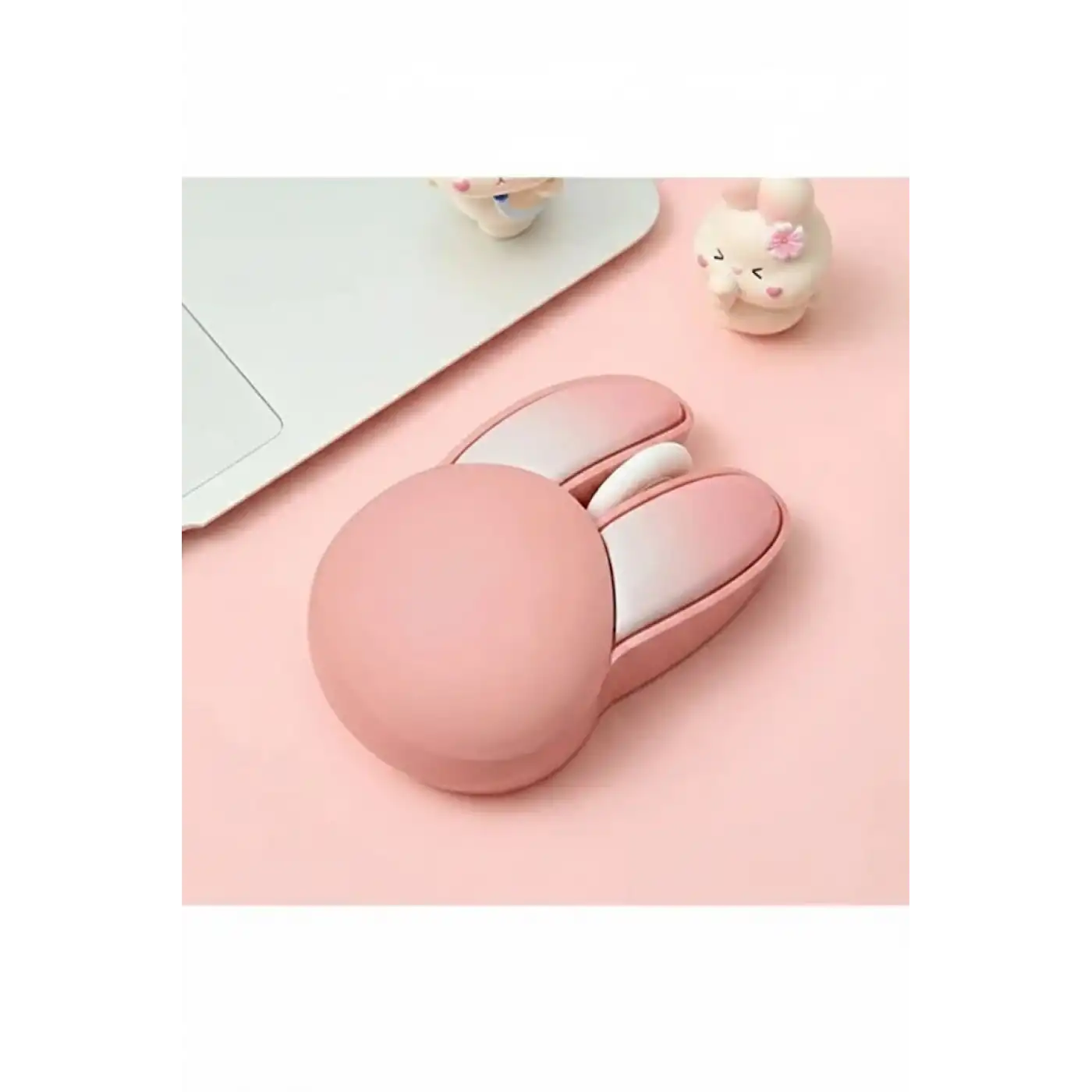 Tavşan Figürlü Kablosuz Mouse Pil Dahil Etiket Hediyeli Pembe
