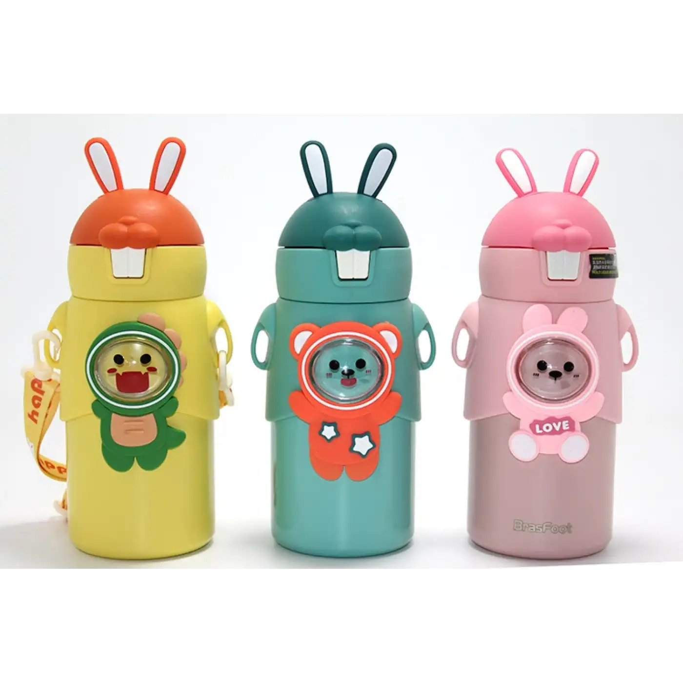 Tavşan Kulaklı Sevimli Ayı Figürlü Çelik Termos