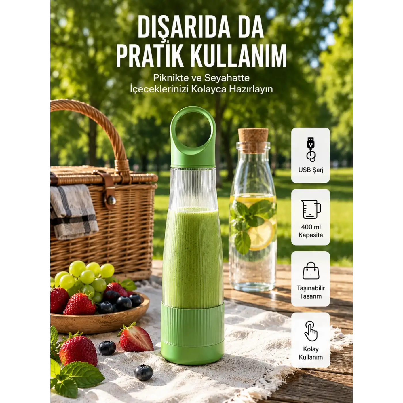 Ev Dışı Kullanıma Uygun Taşınabilir Smoothie Makinesi