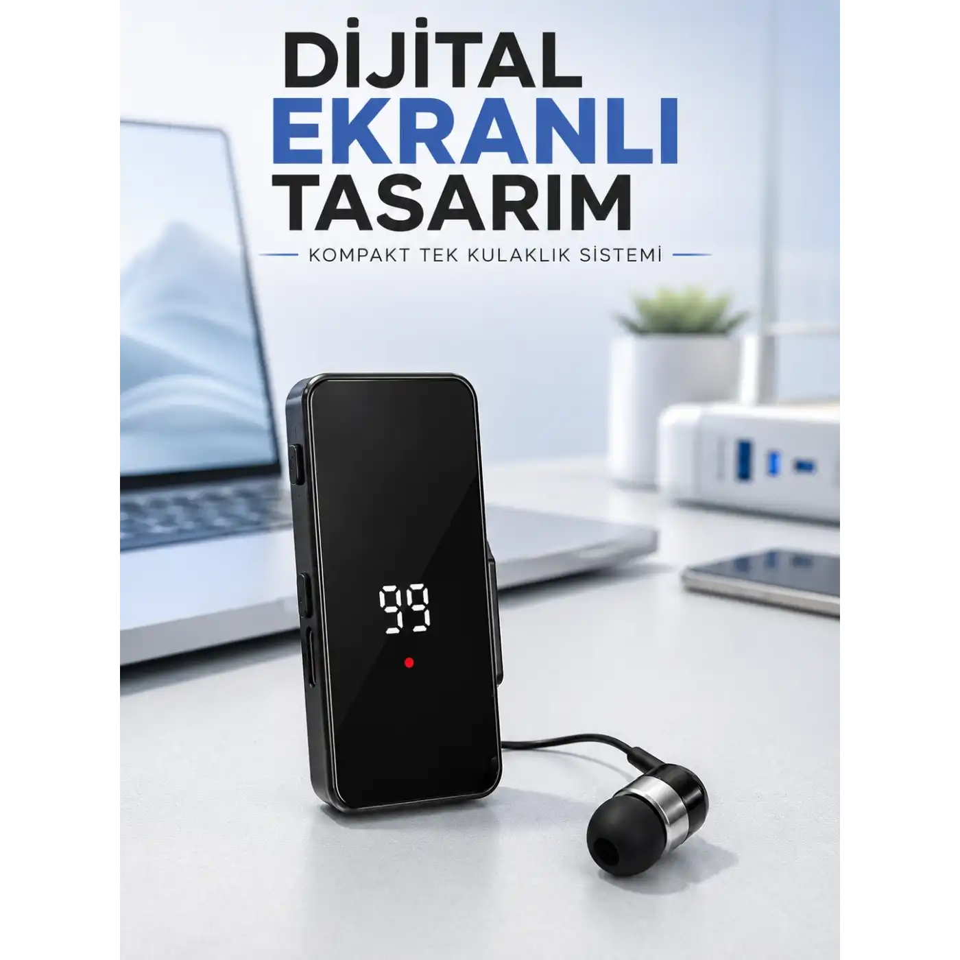 Tek Kulaklıklı Bluetooth Kulaklık Klipsli Mini Taşınabilir Müzik ve Görüşme Cihazı