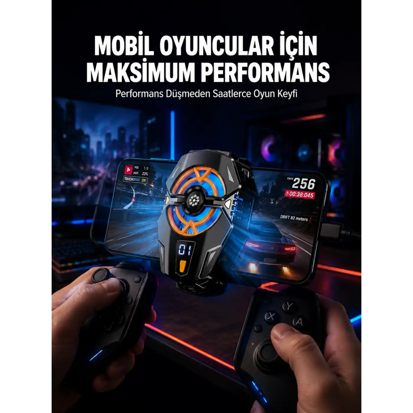 Telefon Soğutucu Radyatör Type-C Bağlantılı 2 Kademeli Dijital Kontrollü