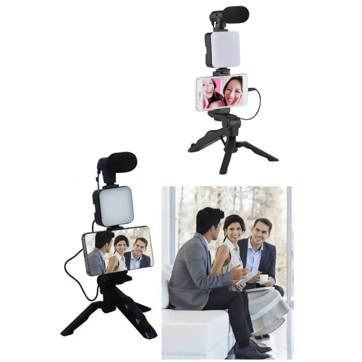 Telefon Tutucu Led Işıklı Kumandalı Mikrofon Telefon Vlog Video Kayıt Yeni Nesil