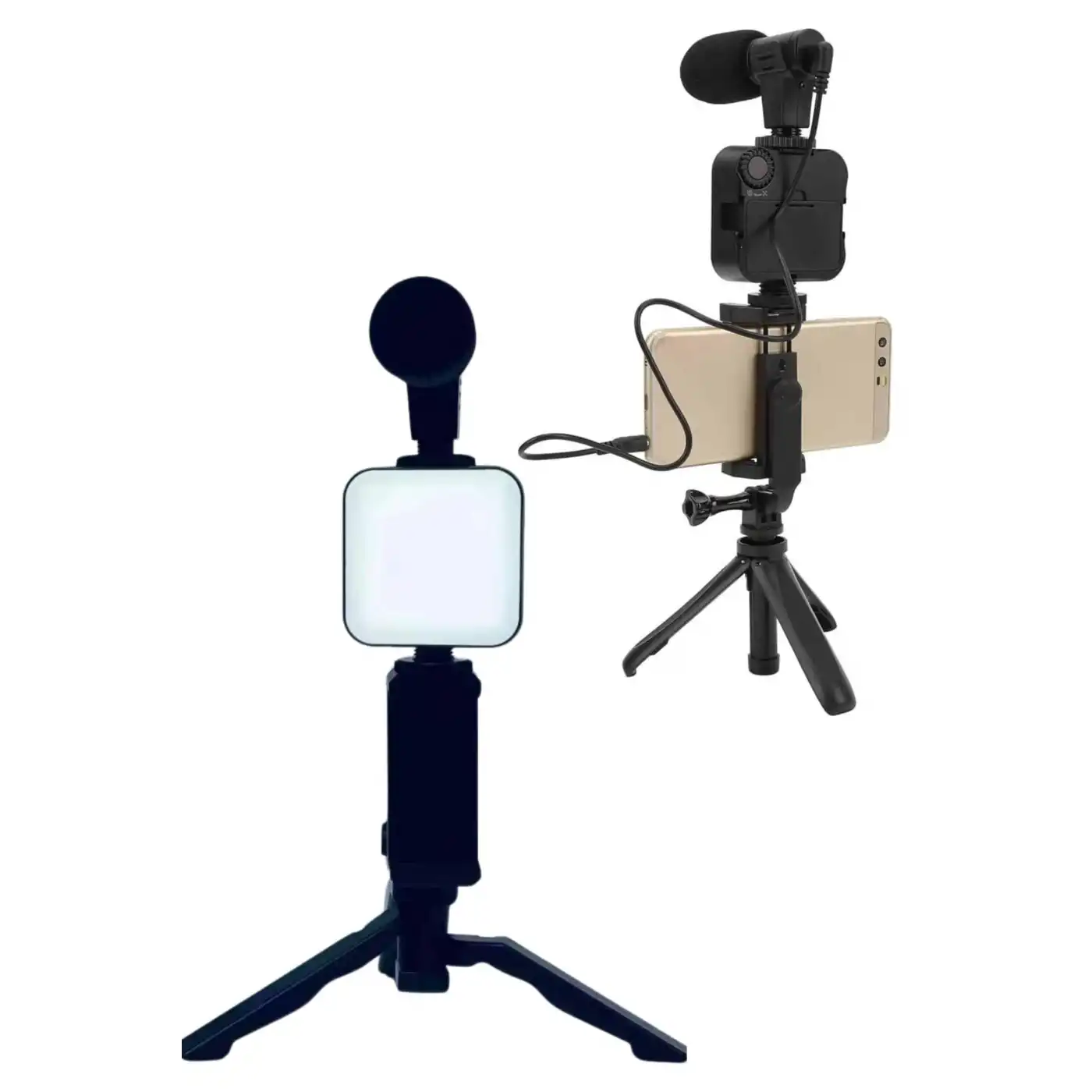 Telefon Tutucu Led Işıklı Kumandalı Mikrofon Telefon Vlog Video Kayıt Yeni Nesil