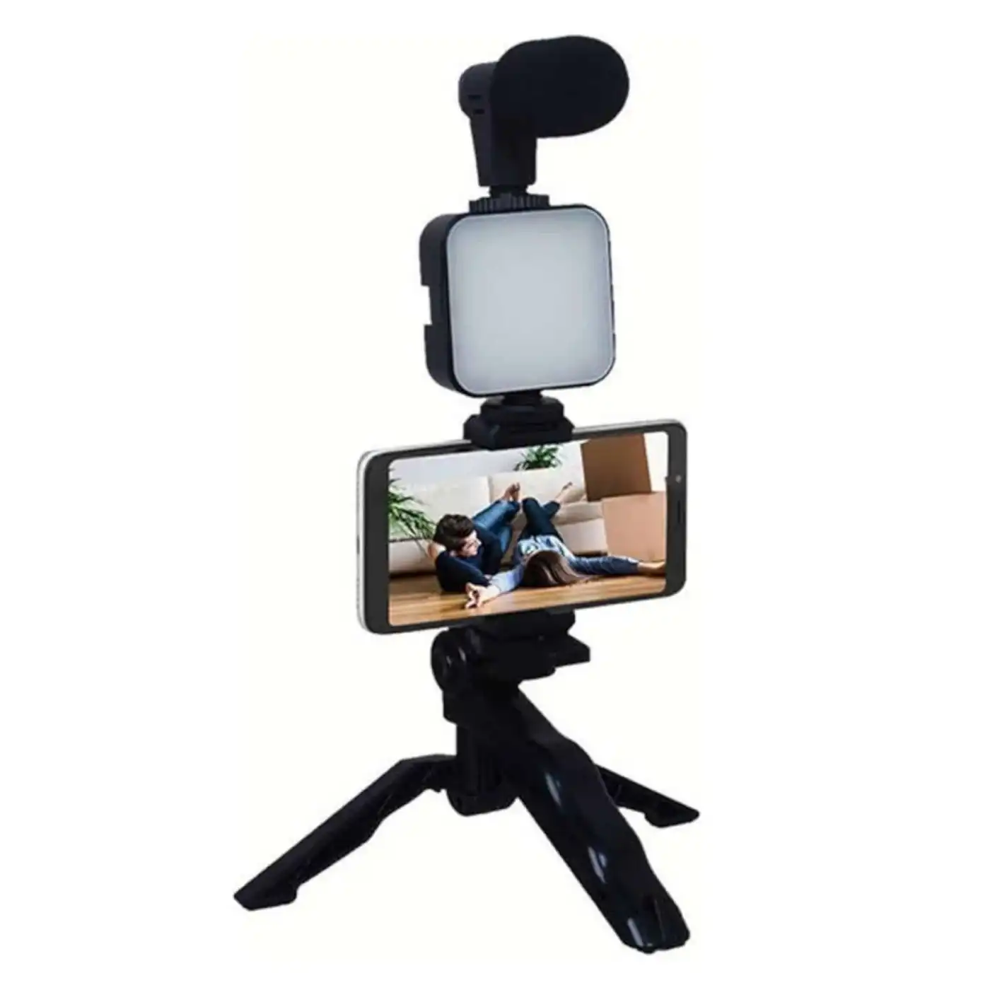 Telefon Tutucu Mikrofonlu Işıklı Youtuber Video Kayıt