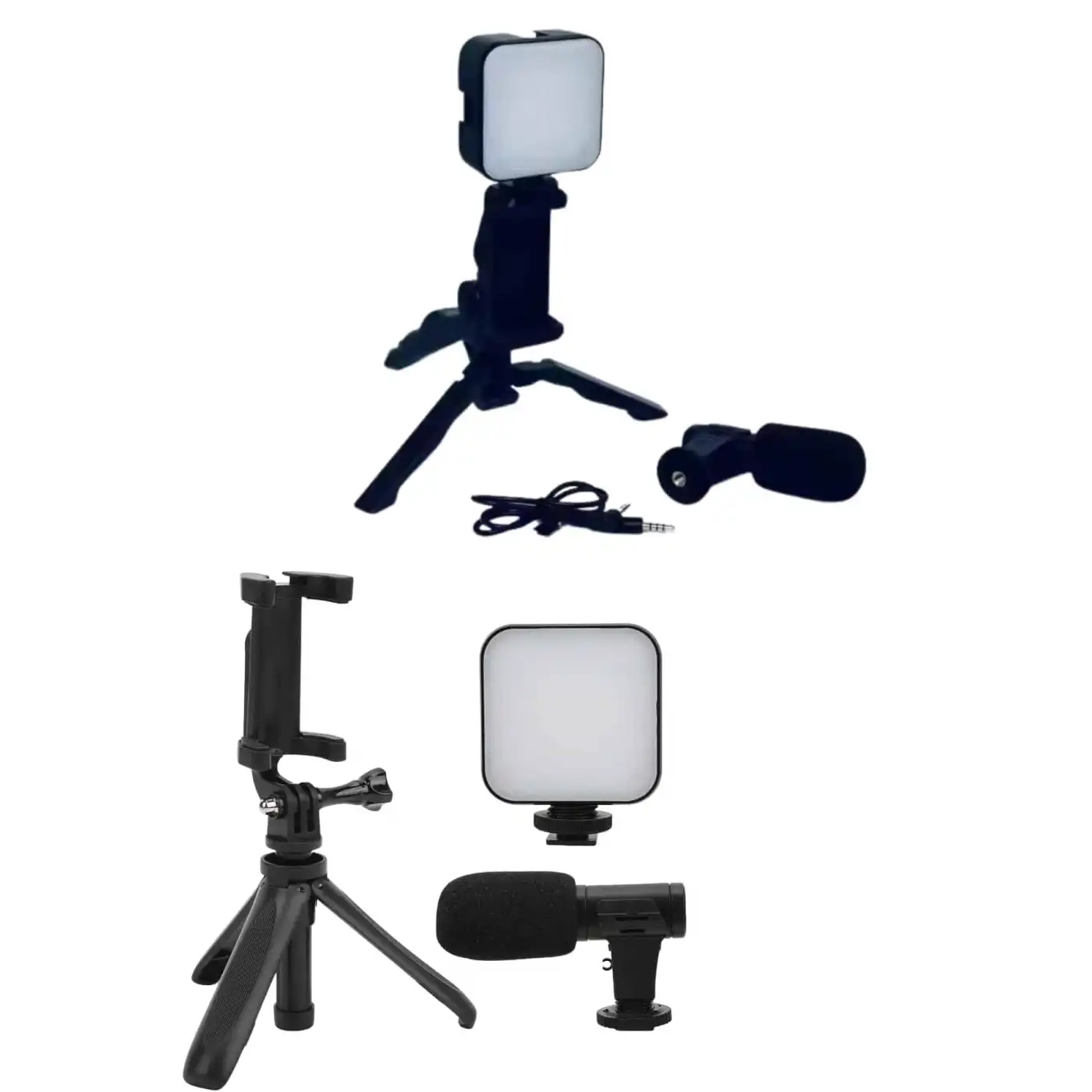 Telefon Tutucu Mikrofonlu Işıklı Youtuber Video Kayıt