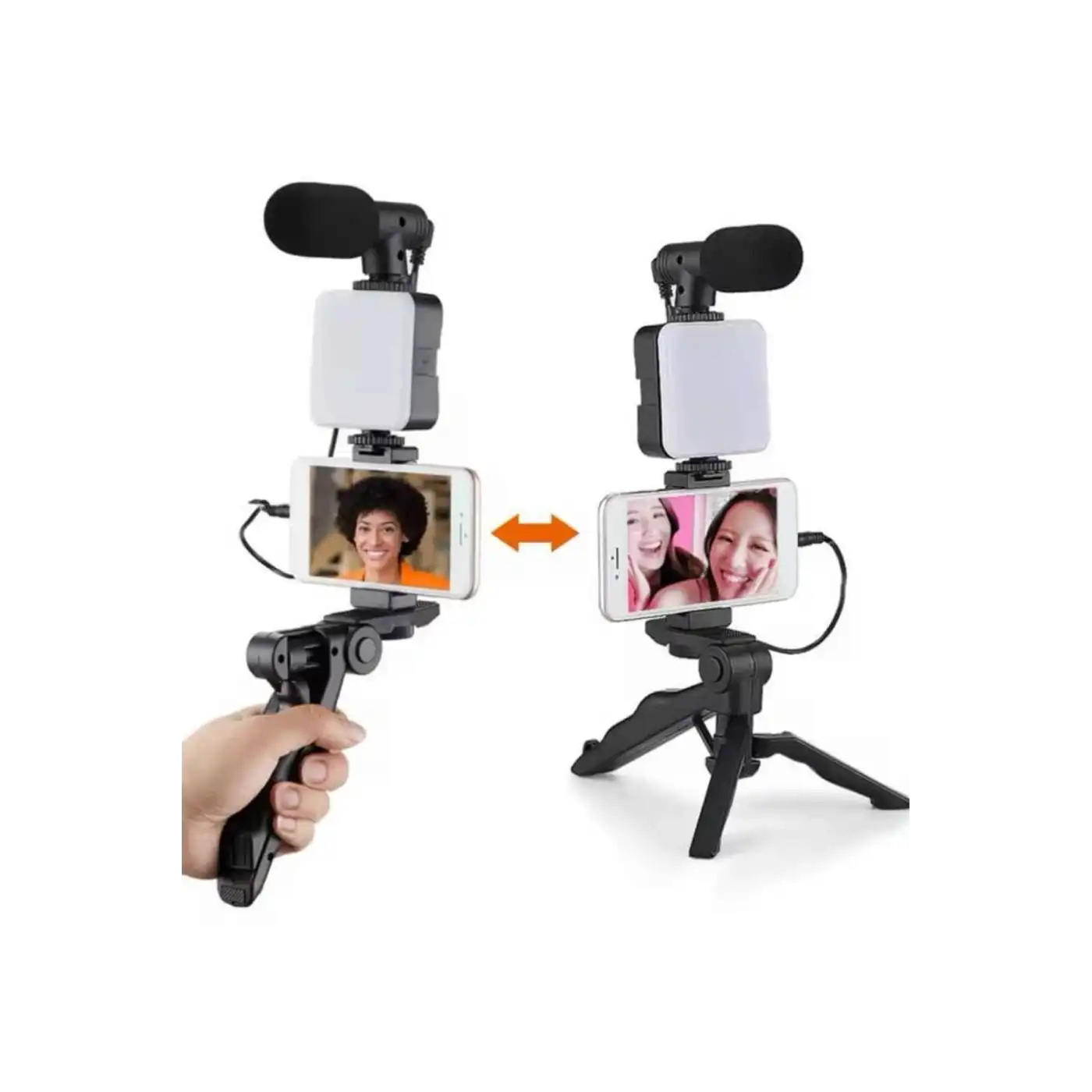 Telefon Tutucu Mikrofonlu Işıklı Youtuber Video Kayıt